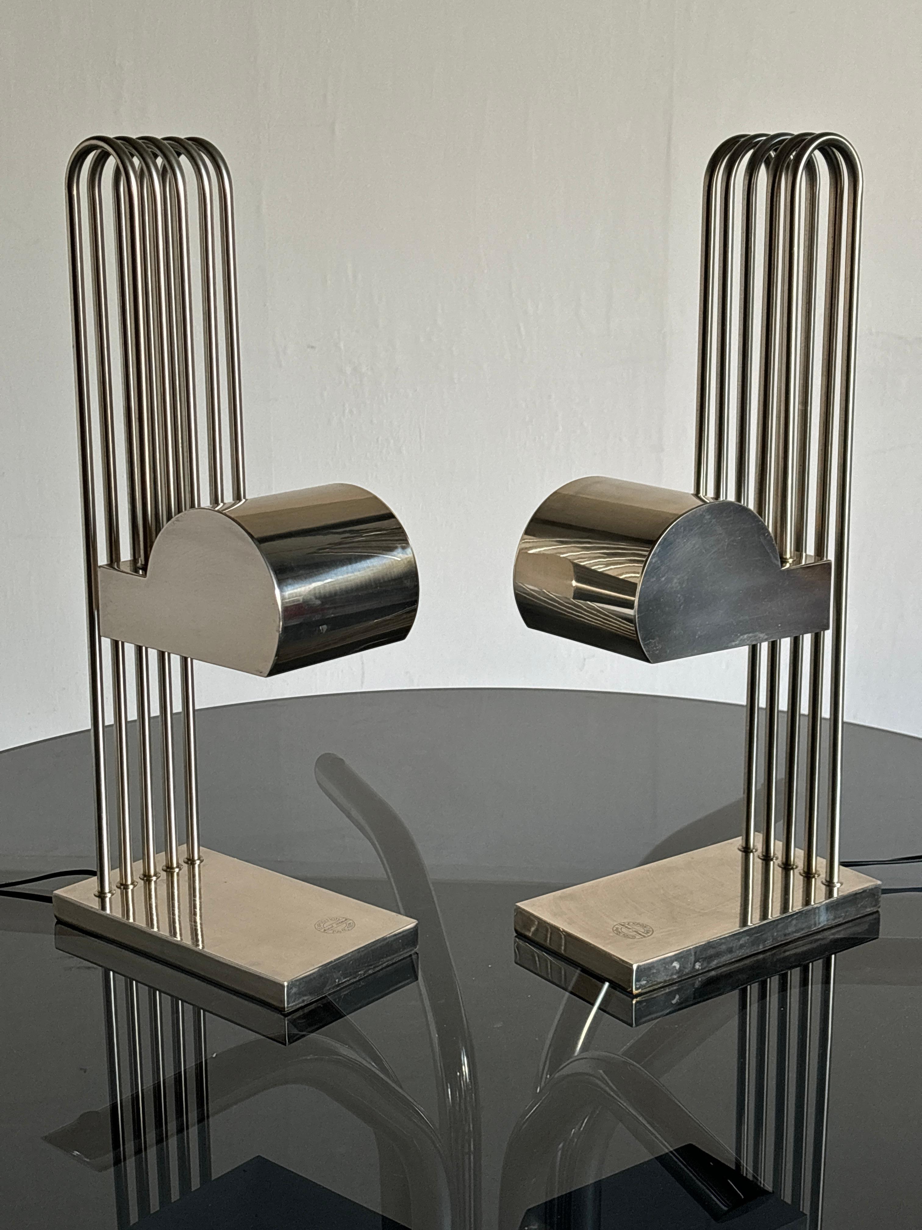 French Pair of Marcel Breuer Art Deco Architectural Lamps, Paris Exposition For Sale
