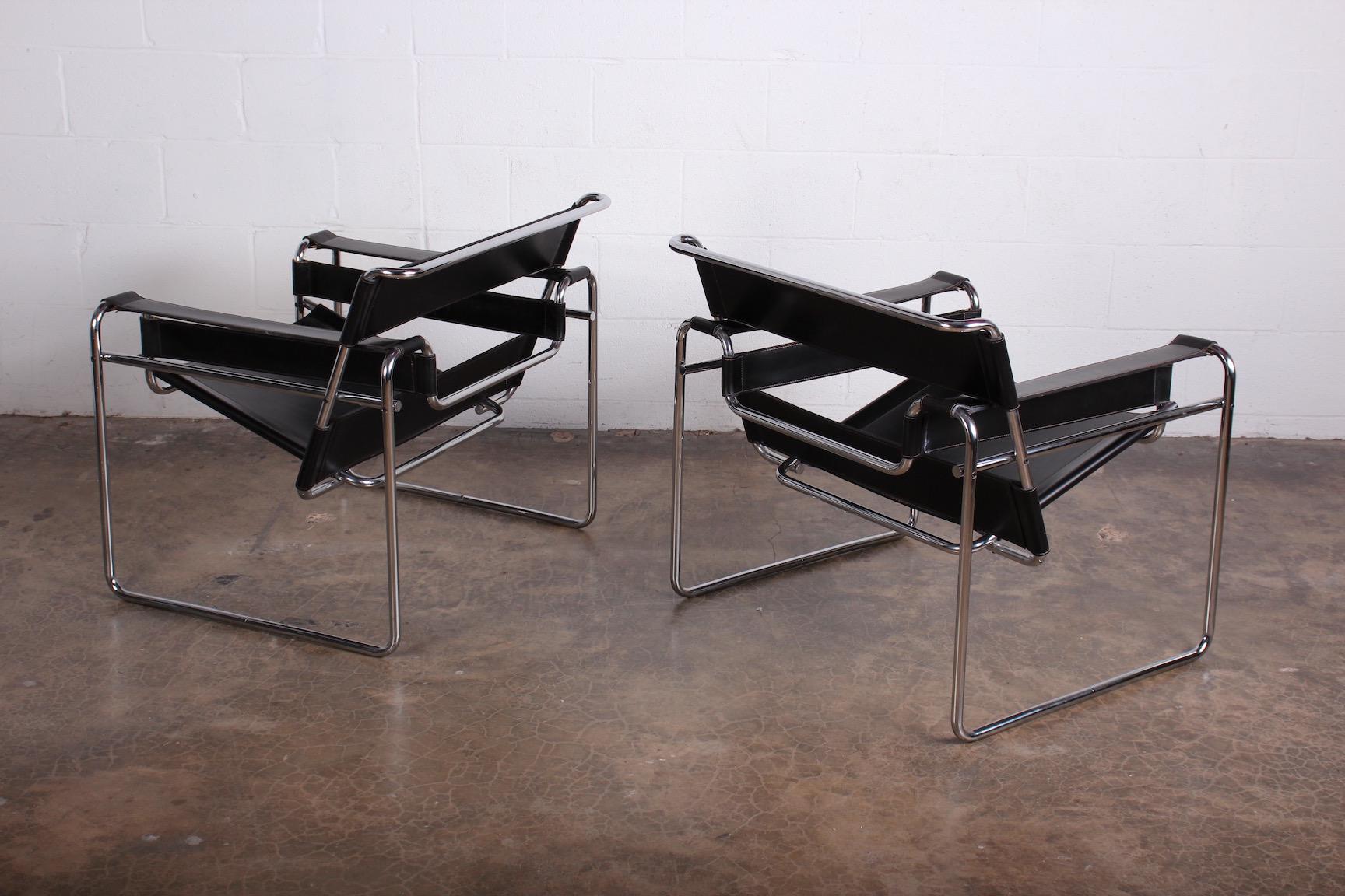 Leather Pair of Marcel Breuer B3 Wassily Chairs for Gavina Knoll, 1971