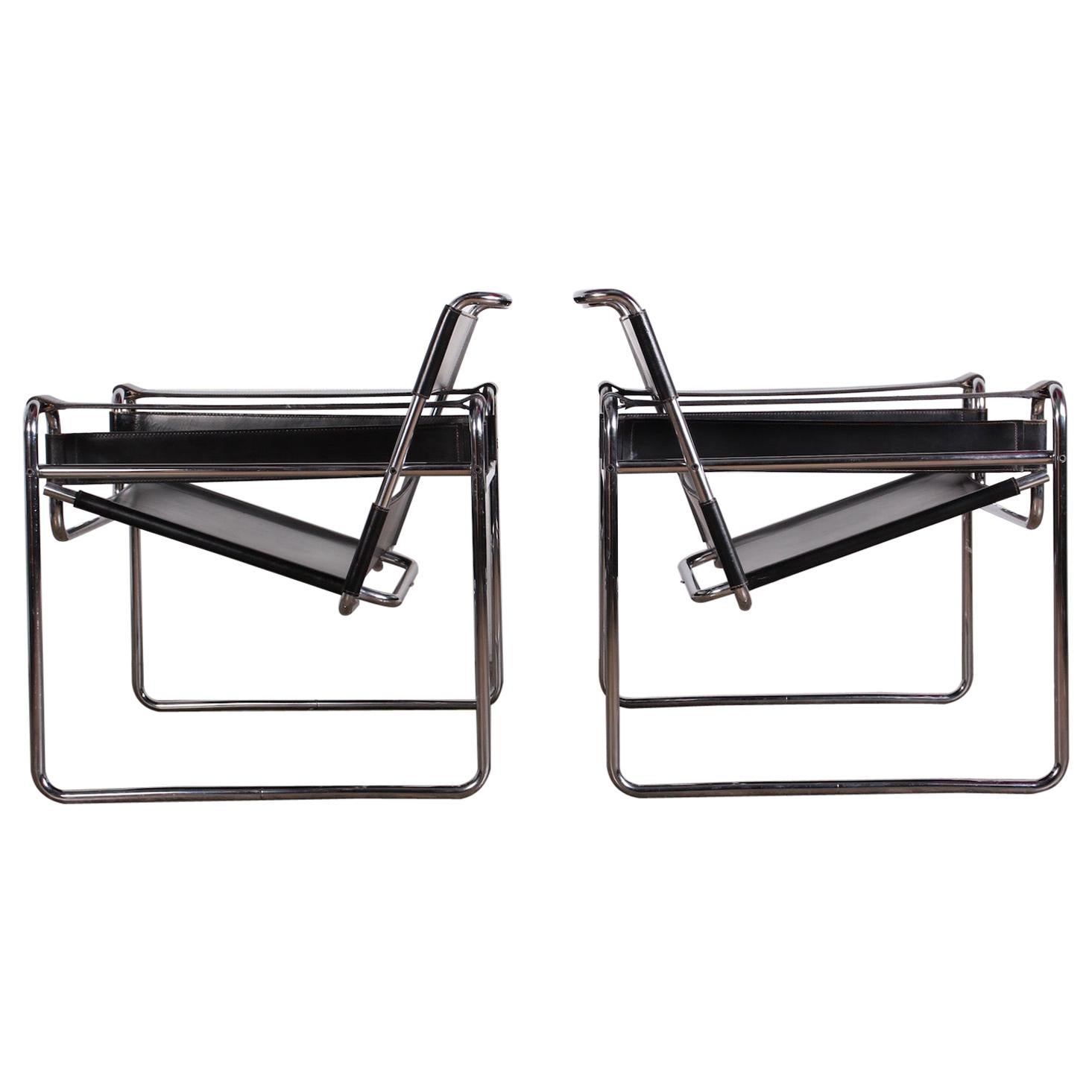 Pair of Marcel Breuer B3 Wassily Chairs for Gavina Knoll, 1971