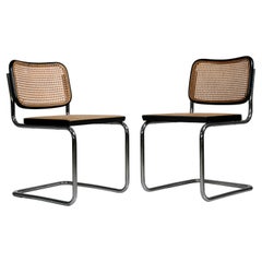Pair of Marcel Breuer B32 Cesca Chairs for Gavina, Chrome & Vienna Straw, 1968