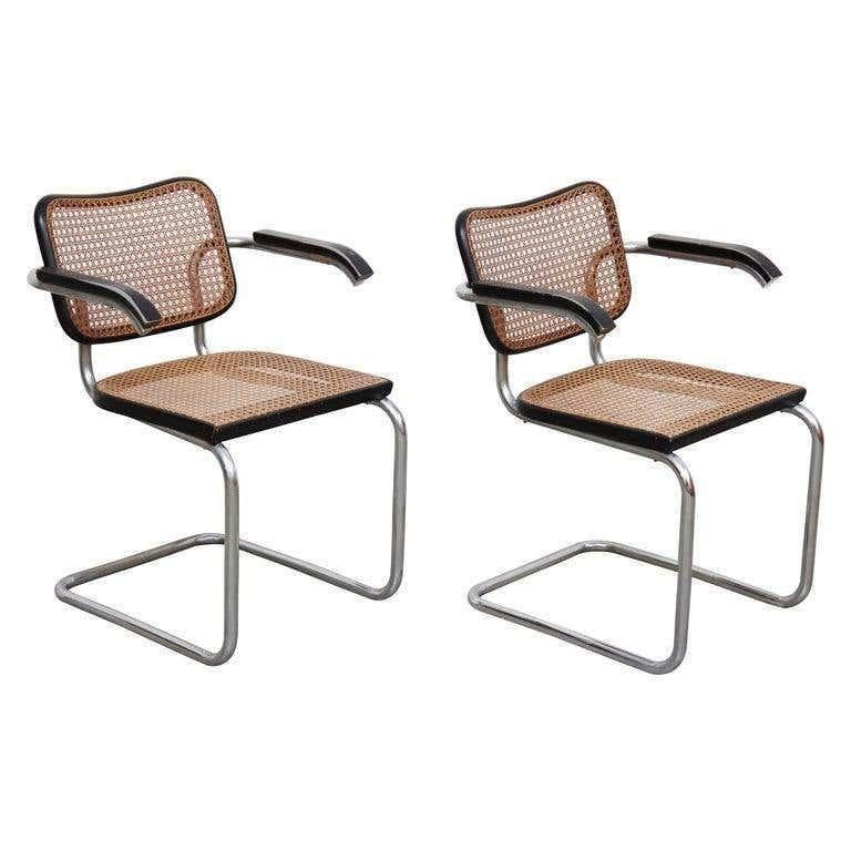 Mid-Century Modern Paire de chaises Cesca Marcel Breuer B64 Design par Gavina, datant d'environ 1960 en vente