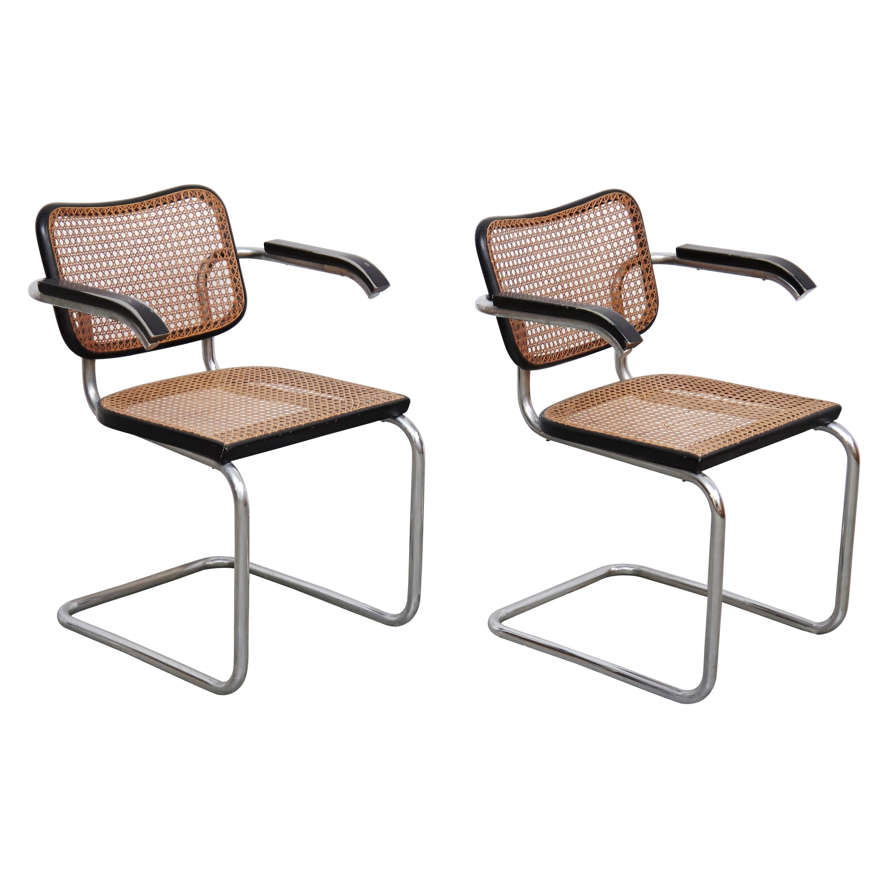Pair of Marcel Breuer B64 Design Cesca Chairs by Gavina, circa 1960