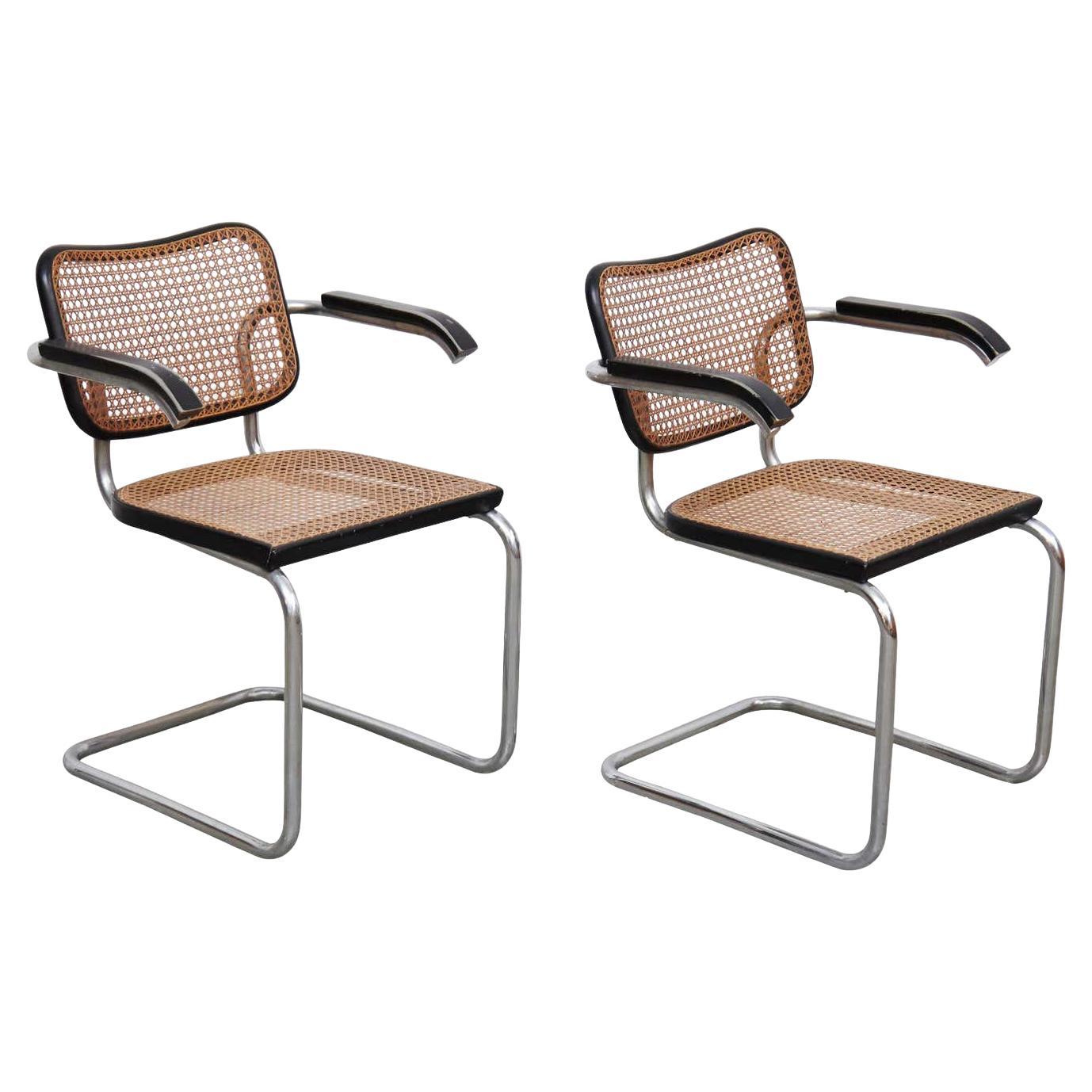 Coppia di sedie Marcel Breuer B64 Design Coppia di sedie Cesca di Gavina, circa 1960