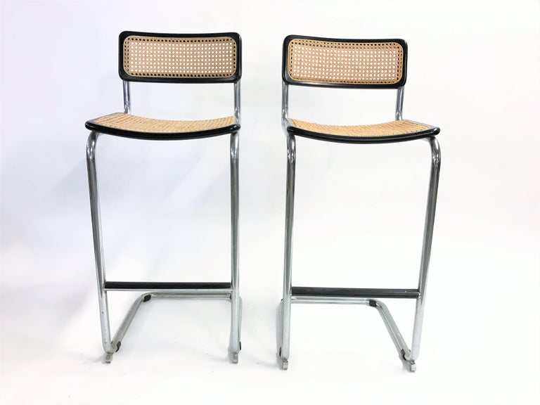 Pair of Marcel Breuer Bar Stools, 1970s at 1stDibs