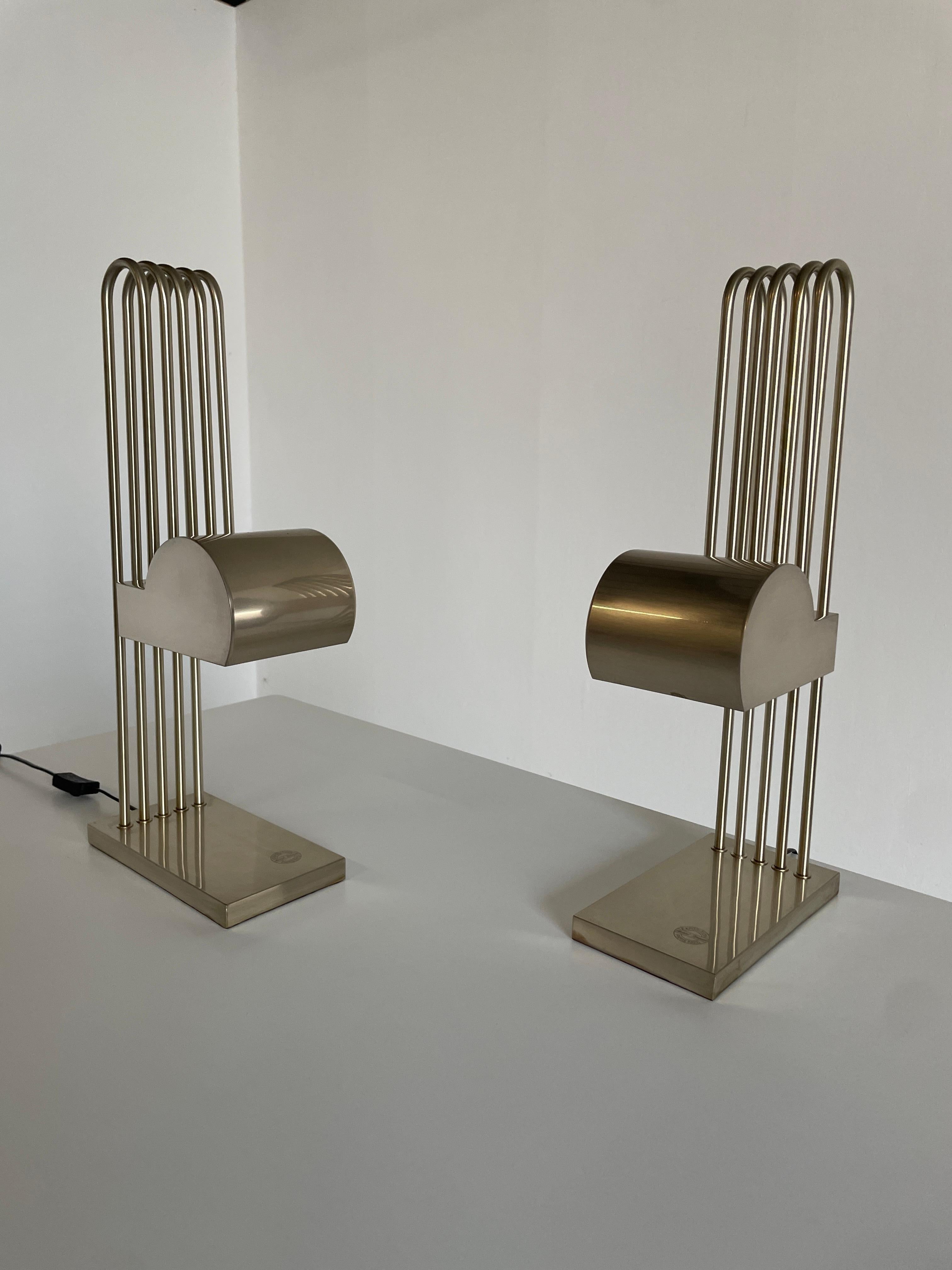 French Pair of Marcel Breuer Bauhaus Table Lamps for the Paris Exhibition 1925, France