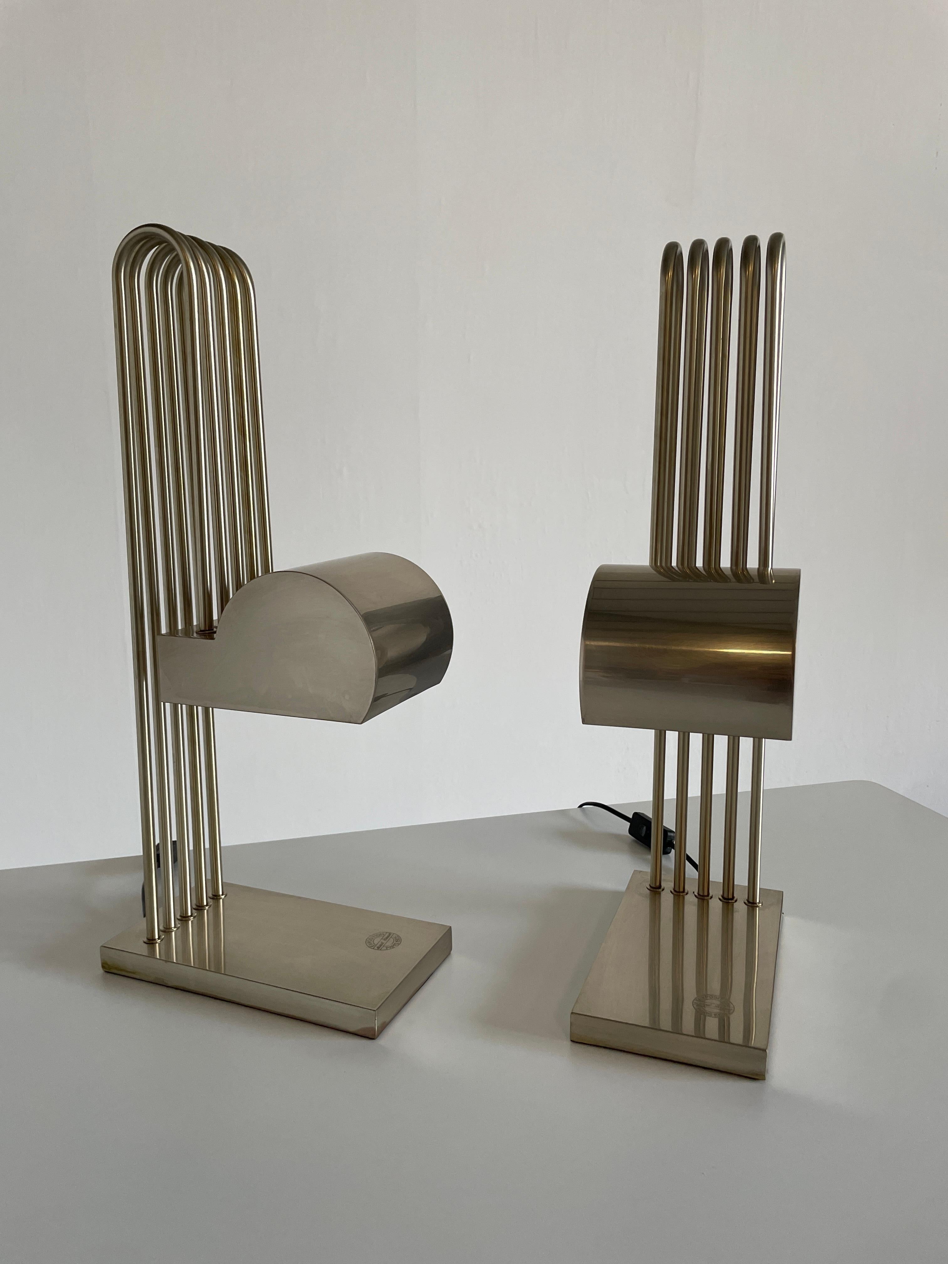 Bronze Pair of Marcel Breuer Bauhaus Table Lamps for the Paris Exhibition 1925, France
