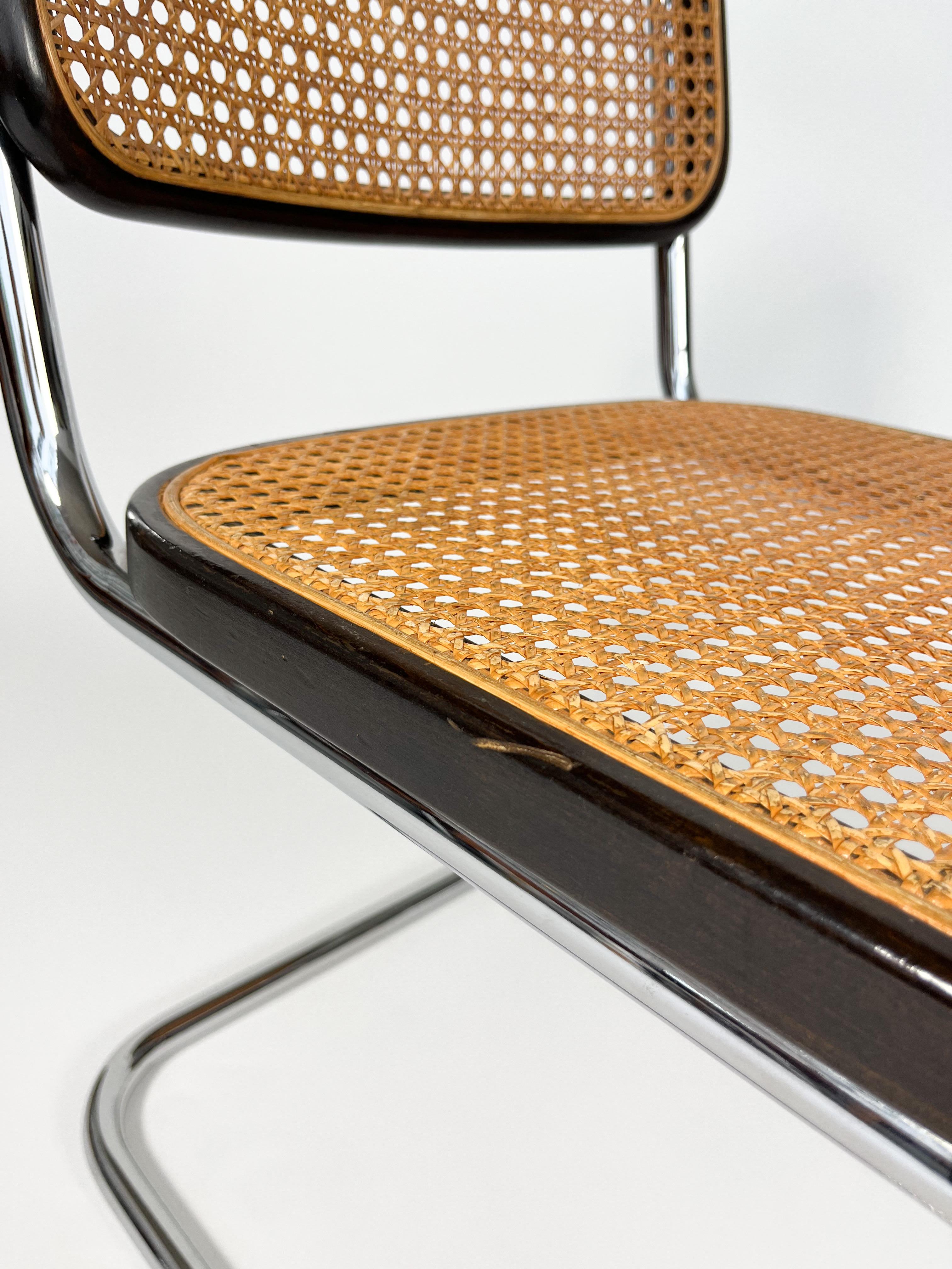Pair of Marcel Breuer Cesca Chairs Thonet Cantilever Chairs Woven Cane Chrome 2