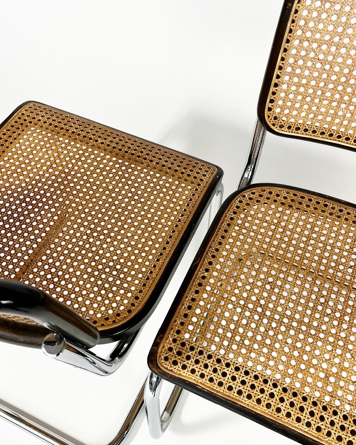 Pair of Marcel Breuer Cesca Chairs Thonet Cantilever Chairs Woven Cane Chrome 3
