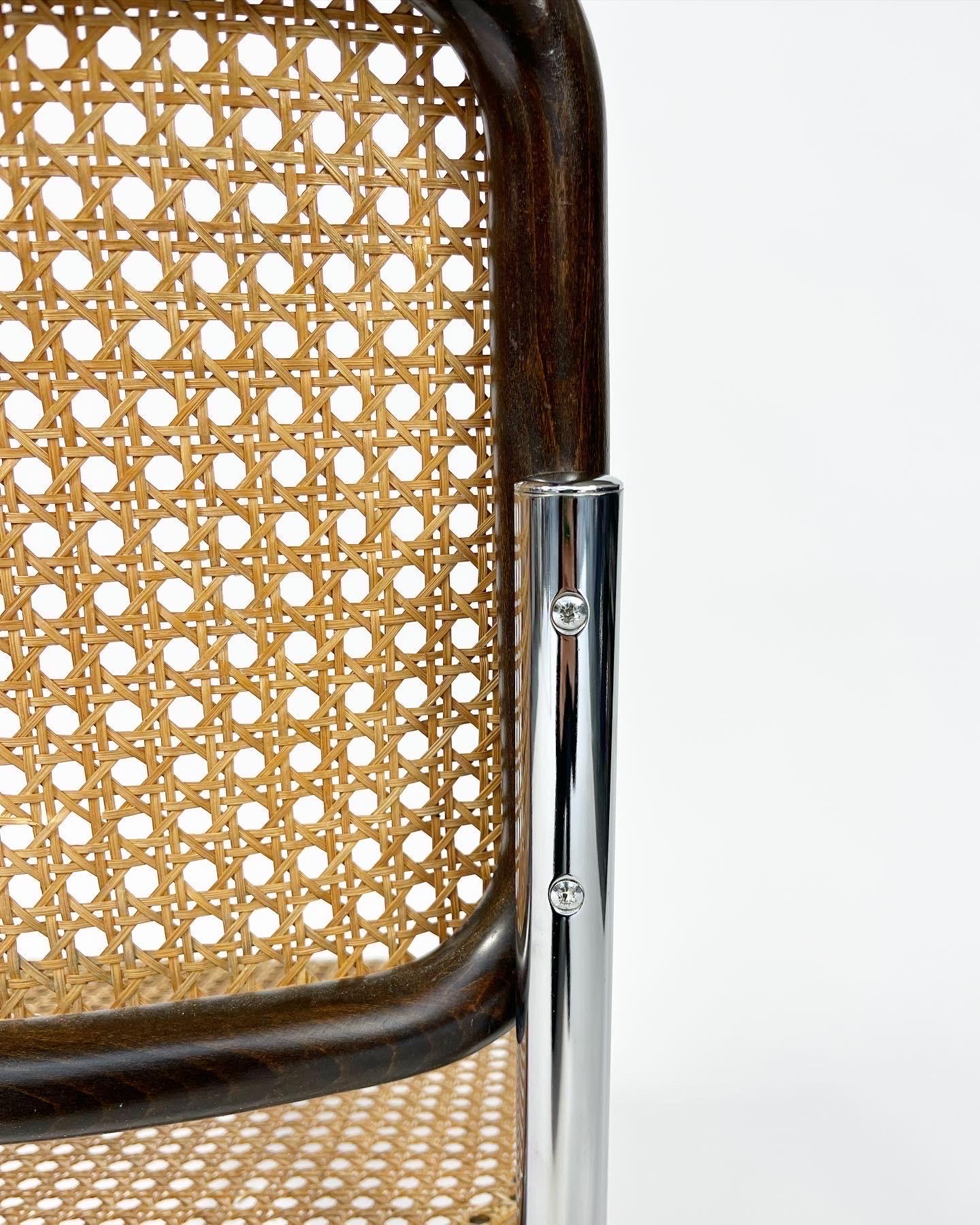 Pair of Marcel Breuer Cesca Chairs Thonet Cantilever Chairs Woven Cane Chrome 4