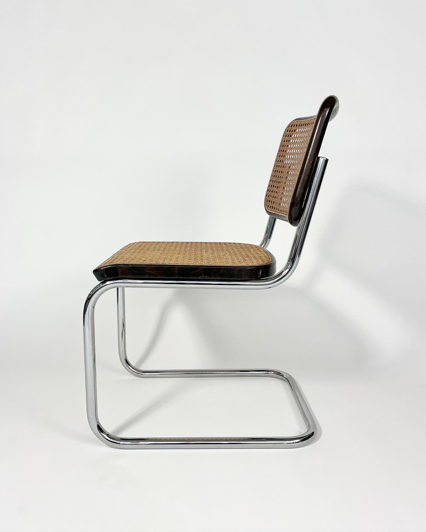 Pair of Marcel Breuer Cesca Chairs Thonet Cantilever Chairs Woven Cane Chrome 1