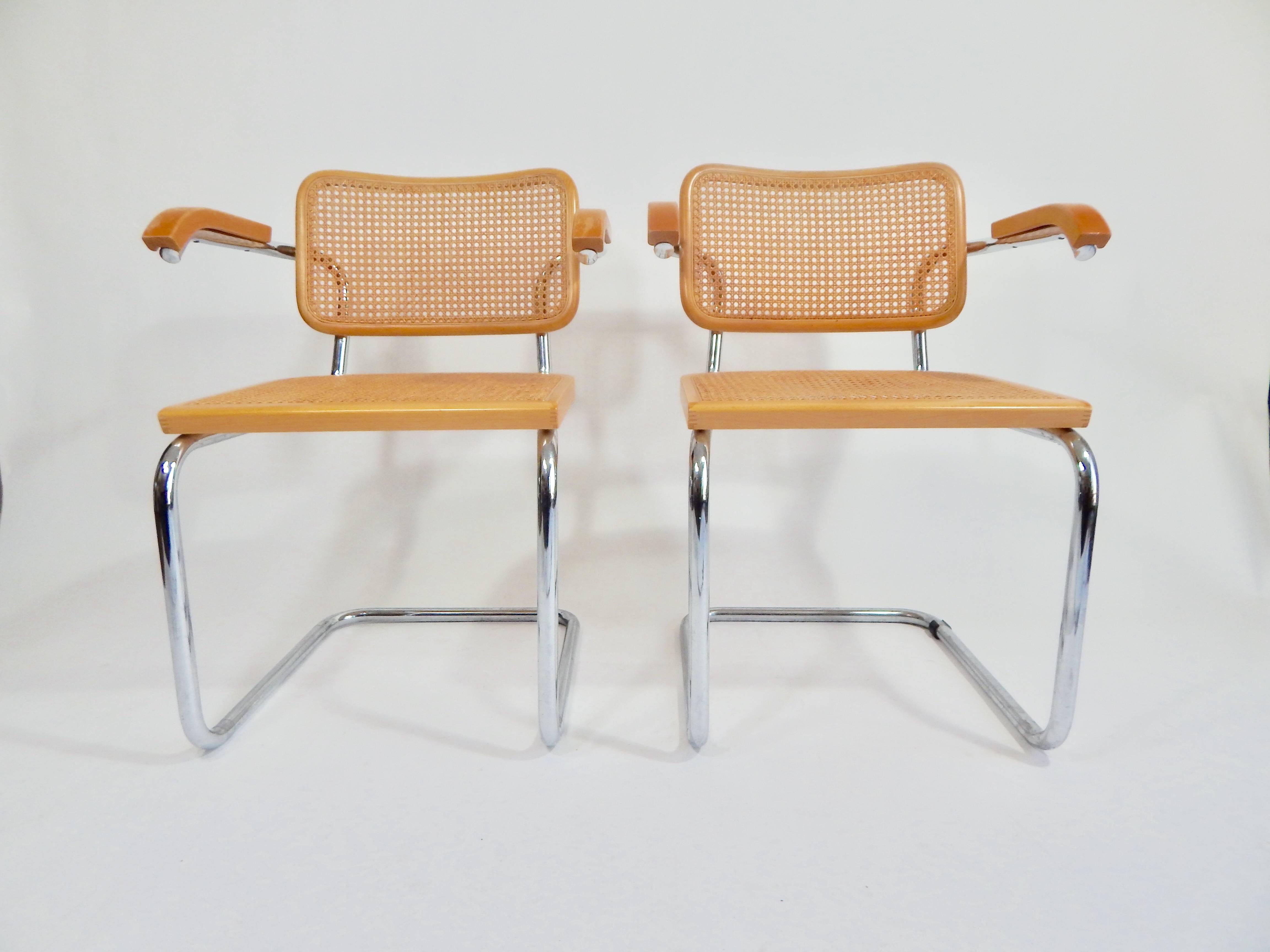 Italian Pair of Marcel Breuer Cesca Chairs, 1970s