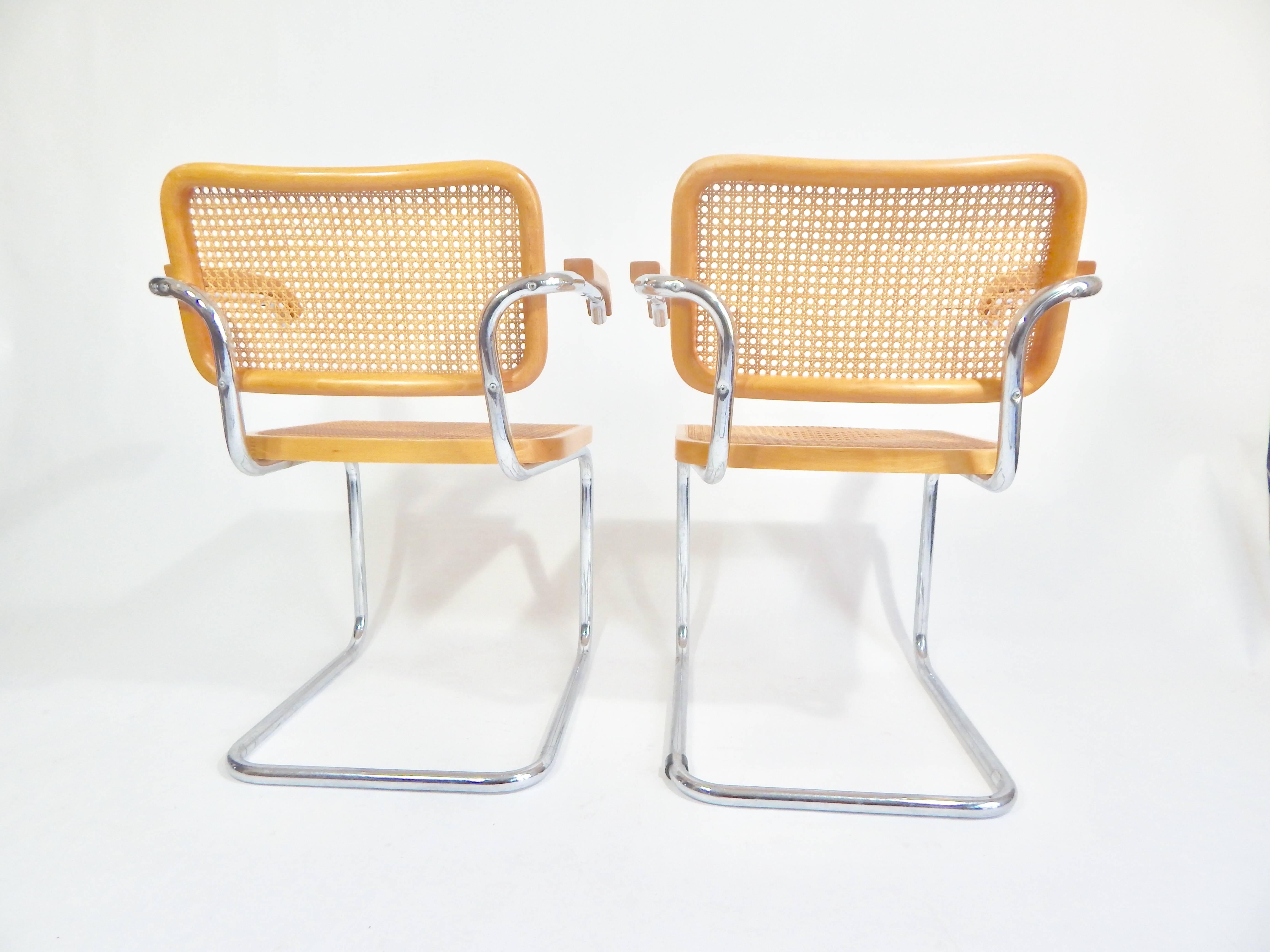 Cane Pair of Marcel Breuer Cesca Chairs, 1970s