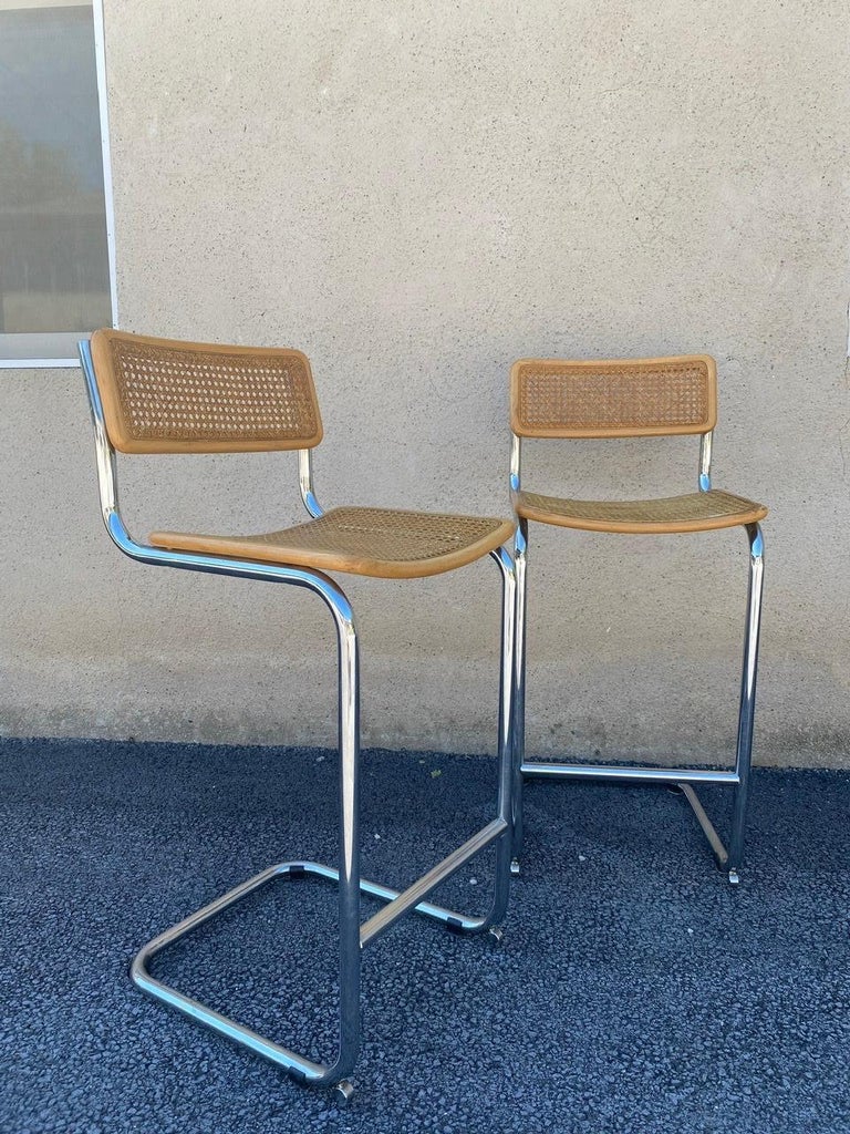 Pair of Marcel Breuer Cesca Model S32 Bar Chairs - 1970 at 1stDibs