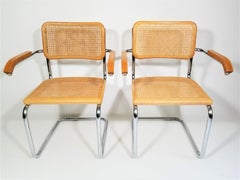 Pair of Marcel Breuer Cesca Style Midcentury Armchairs