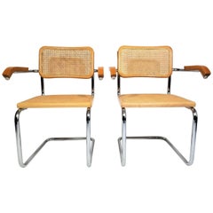 Pair of Marcel Breuer Cesca Style Midcentury Armchairs