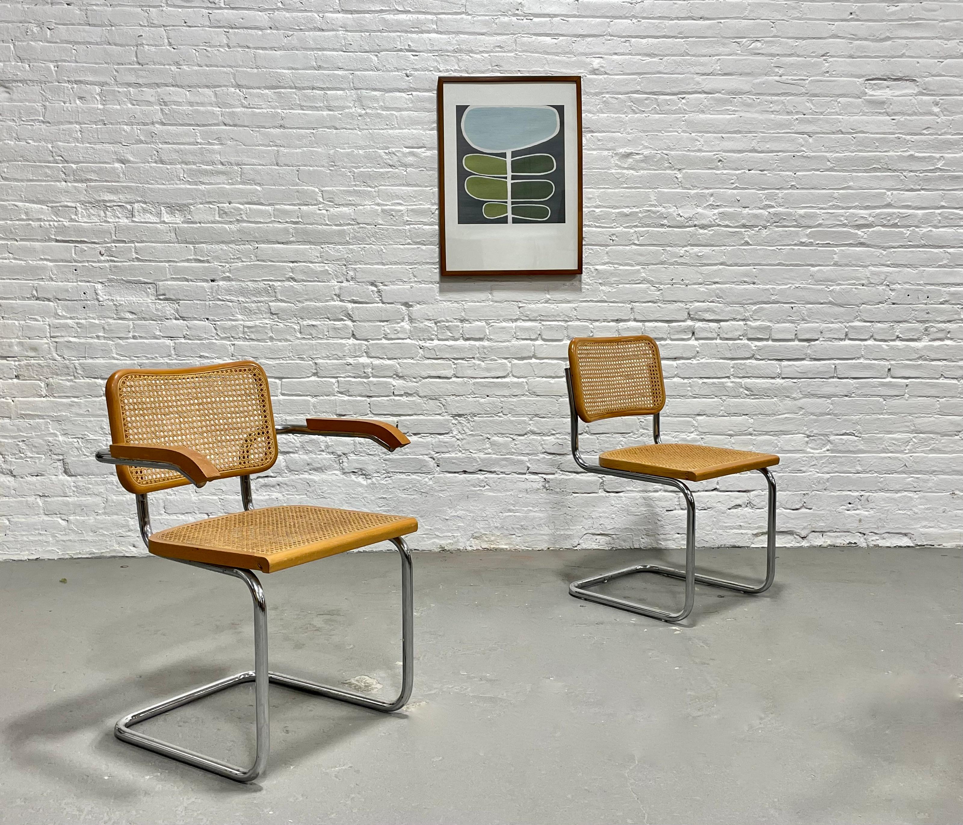 Pair of Marcel Breuer CESCA styled Mid Century Modern DINING CHAIRS In Good Condition For Sale In Weehawken, NJ