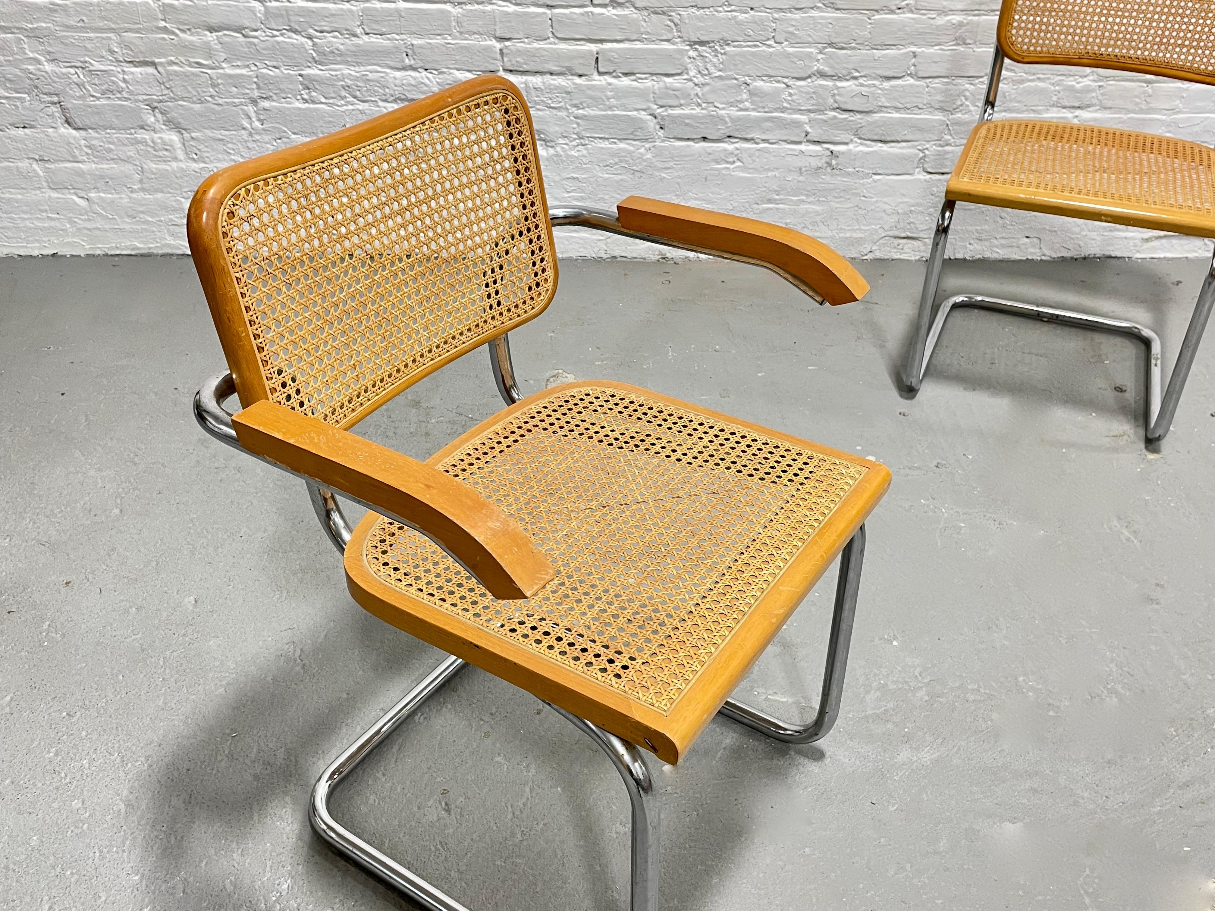 Wood Pair of Marcel Breuer CESCA styled Mid Century Modern DINING CHAIRS For Sale