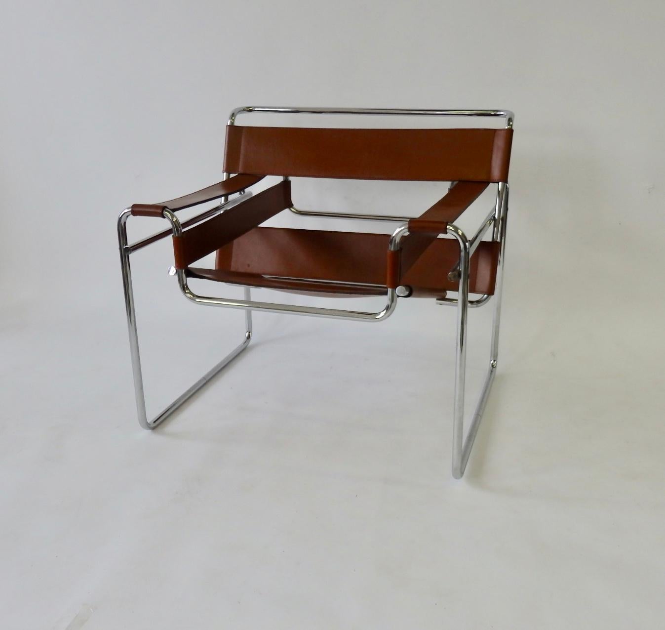 Pair of Marcel Breuer for Stendig Chrome Frame with Leather Wassily Chairs 2