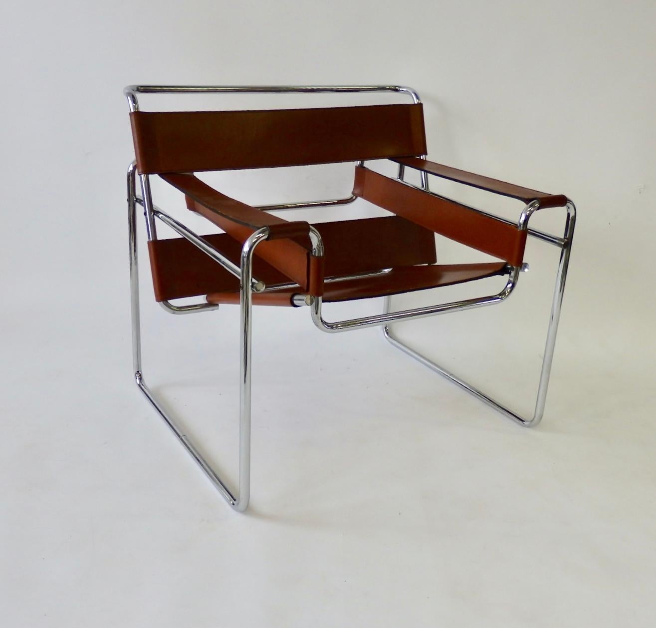 Pair of Marcel Breuer for Stendig Chrome Frame with Leather Wassily Chairs 3