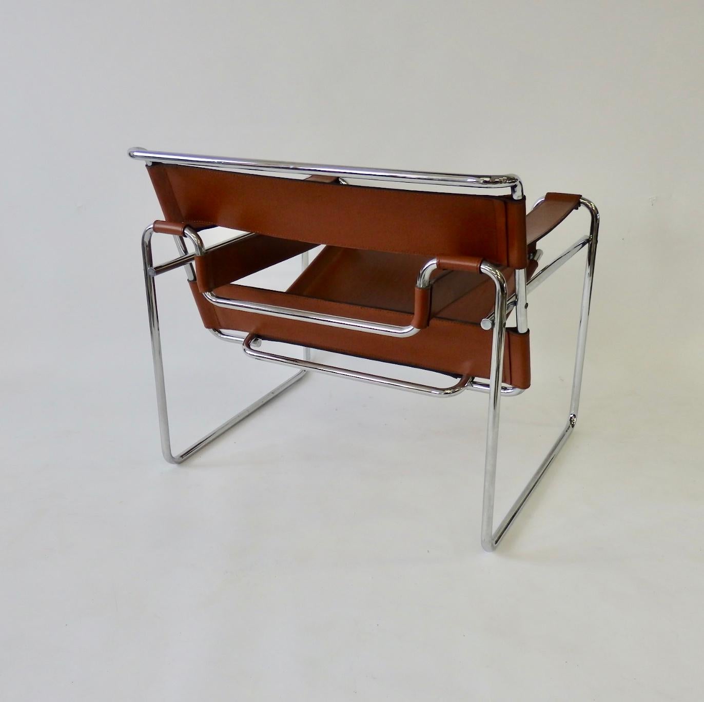 Pair of Marcel Breuer for Stendig Chrome Frame with Leather Wassily Chairs 4