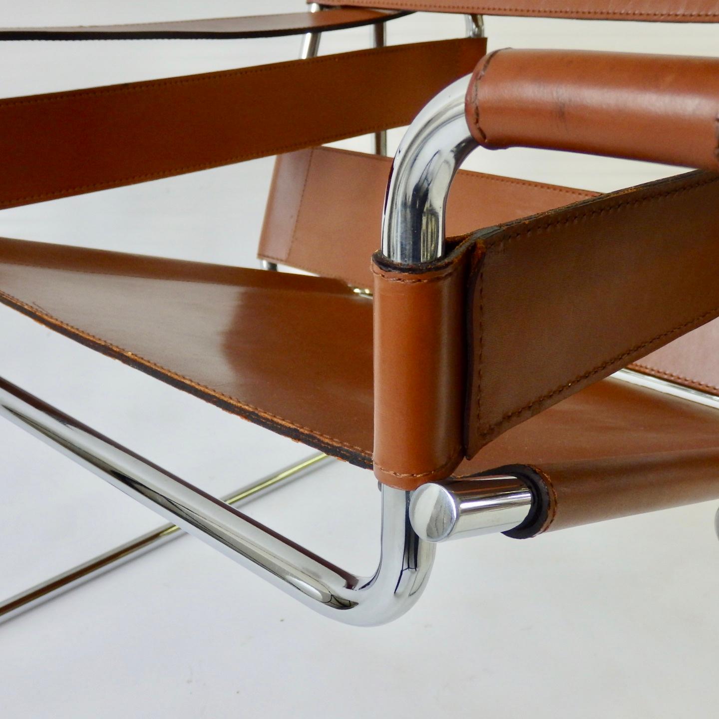 Pair of Marcel Breuer for Stendig Chrome Frame with Leather Wassily Chairs 5