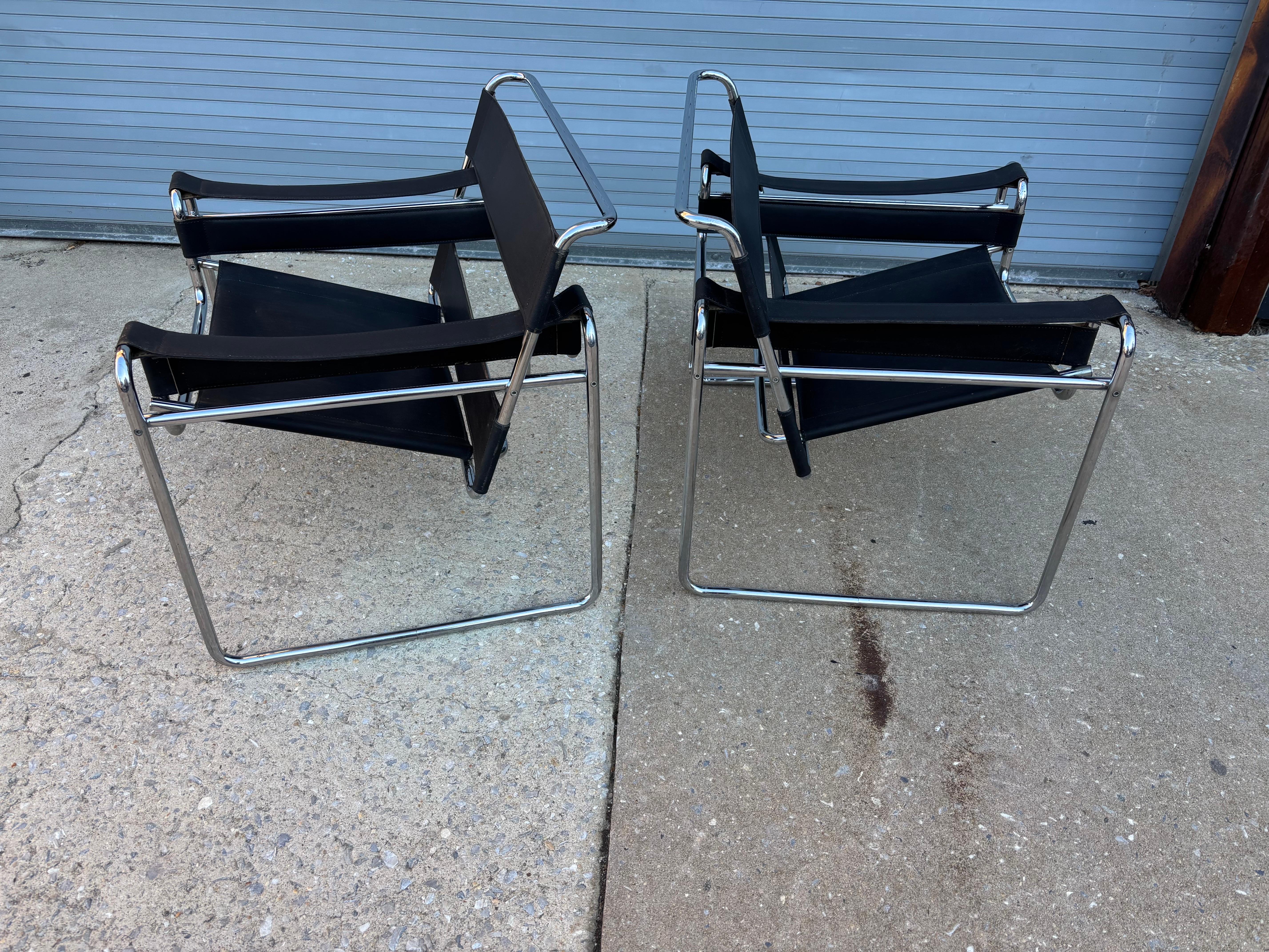 Bauhaus Pair of Marcel Breuer Italian Wassily Chairs
