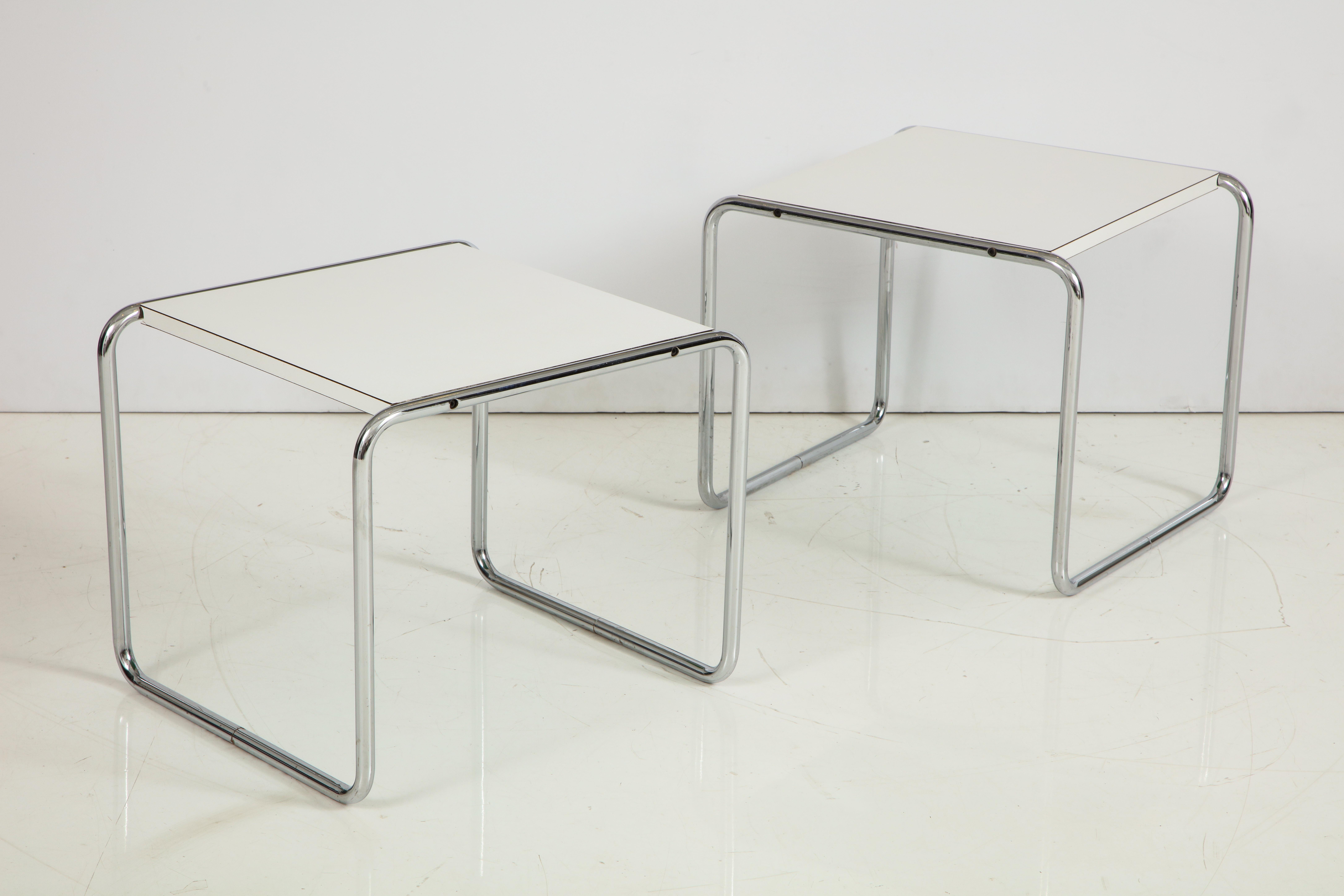American Pair of Marcel Breuer Tubular Steel Side Tables or Stools for Knoll