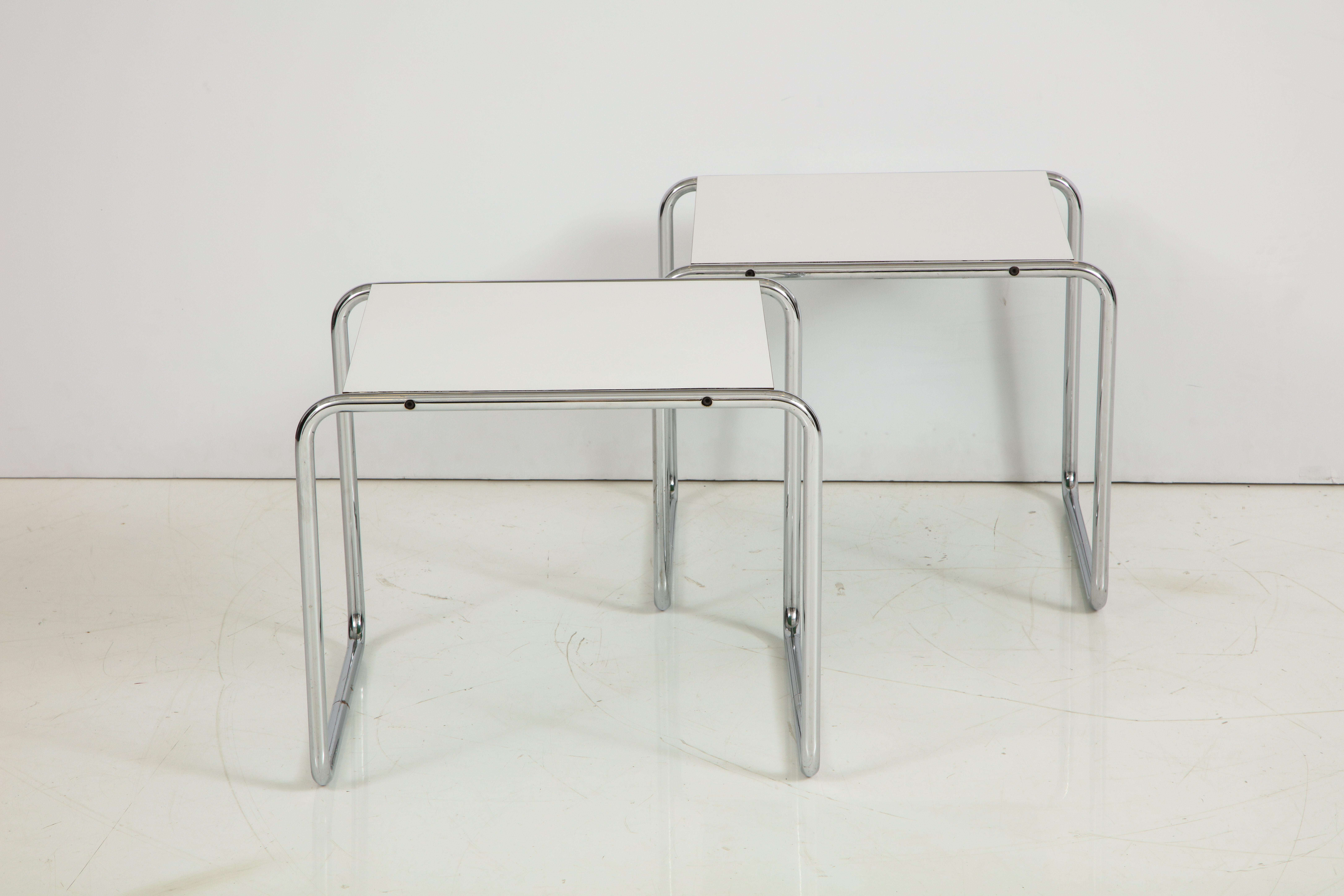 Pair of Marcel Breuer Tubular Steel Side Tables or Stools for Knoll In Excellent Condition In New York, NY