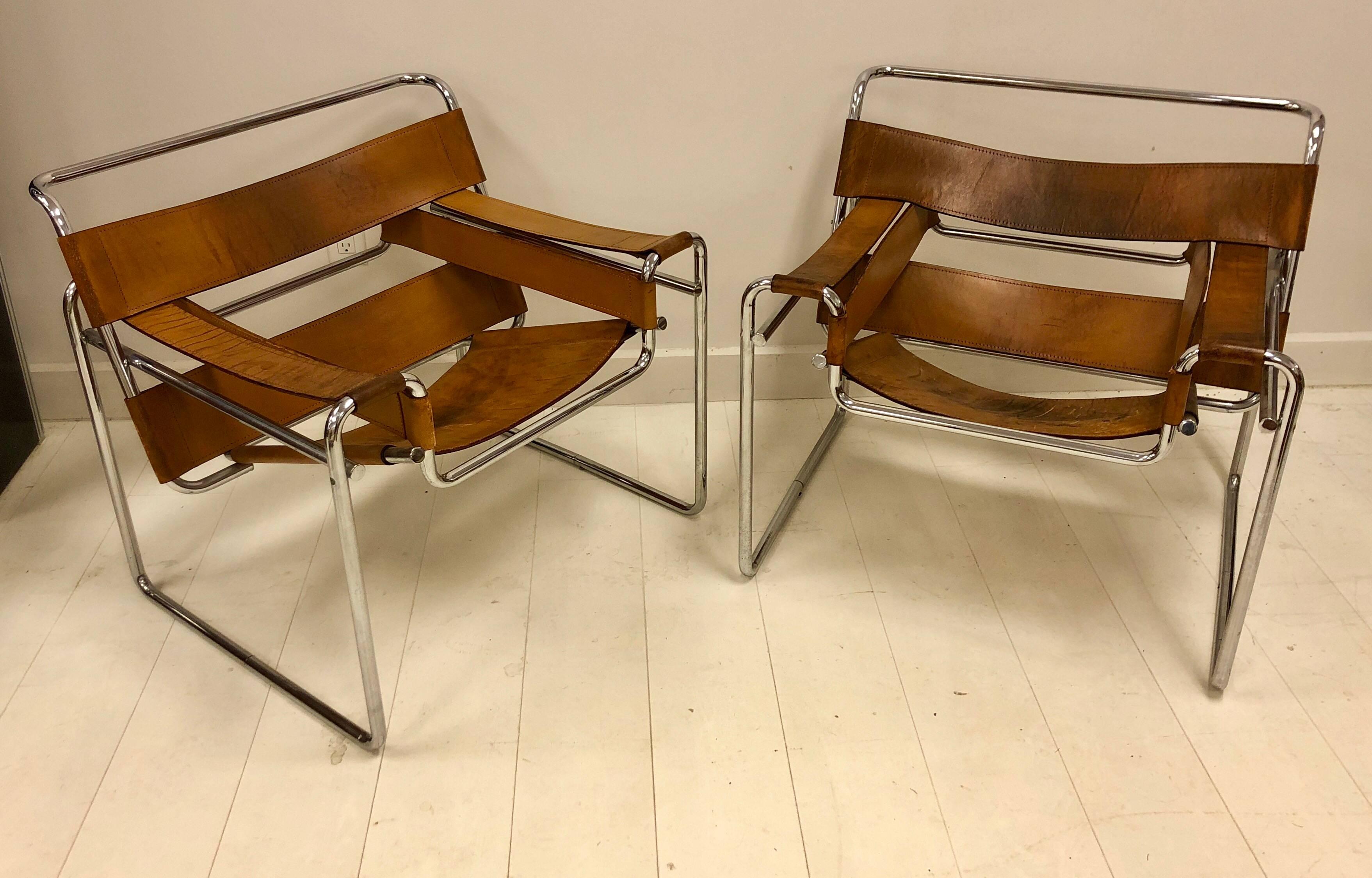 Italian Pair of Marcel Breuer Wassily Chairs
