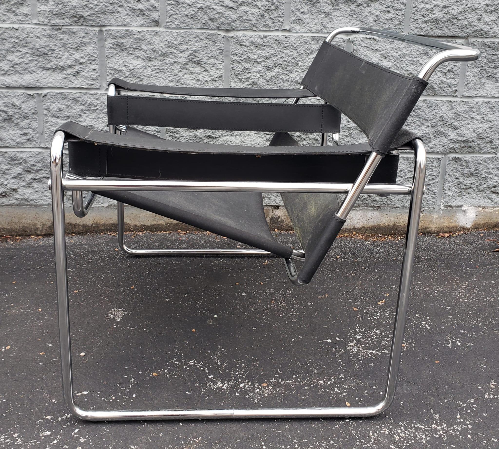 Ferronnerie Paire de fauteuils de salon de style Marcel Brewer Wassily, vers 1990