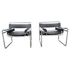 Pair of Marcel Brewer Wassily Style Lounge Chairs, Circa 1990s