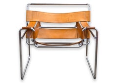 Pair of Marcel Bruer for Knoll Cognac Leather Wassily Chairs