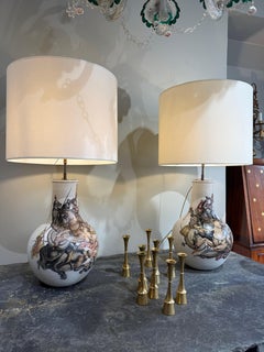 Pair of Marcello Fantoni ceramic lamps Italy 1950