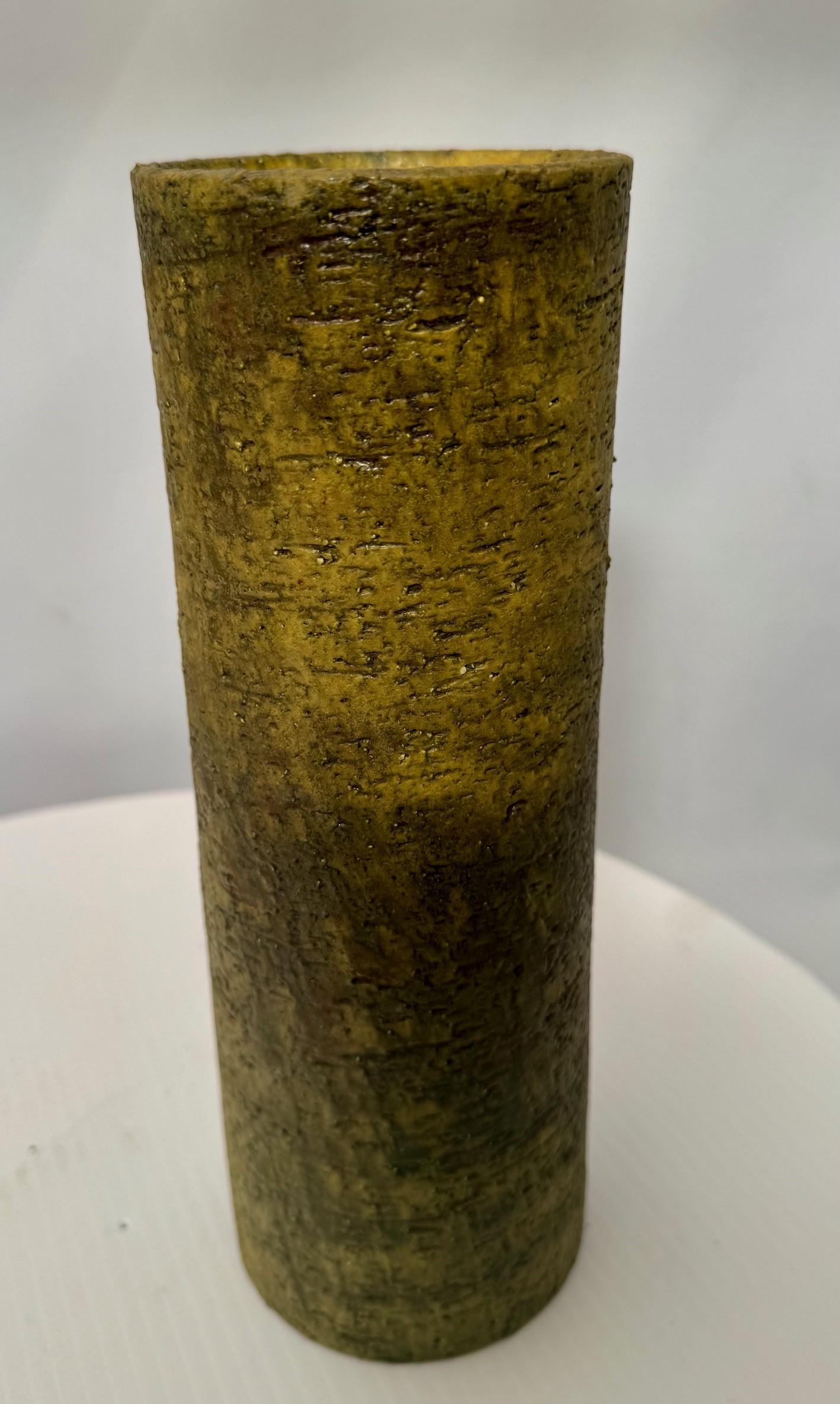 Coppia di vasi cilindrici smaltati verdi di Marcello Fantoni In condizioni buone in vendita a Montreal, QC