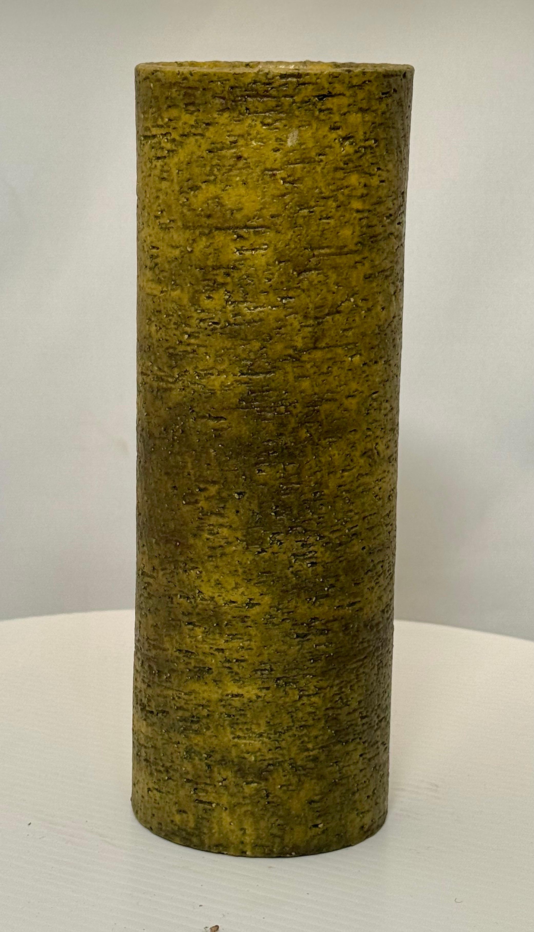 Ceramica Coppia di vasi cilindrici smaltati verdi di Marcello Fantoni in vendita