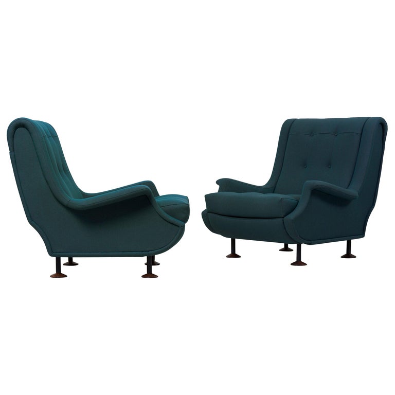 Pair of Marco Zanuso Regent Lounge Chairs for Arflex, Italy, 1960s at