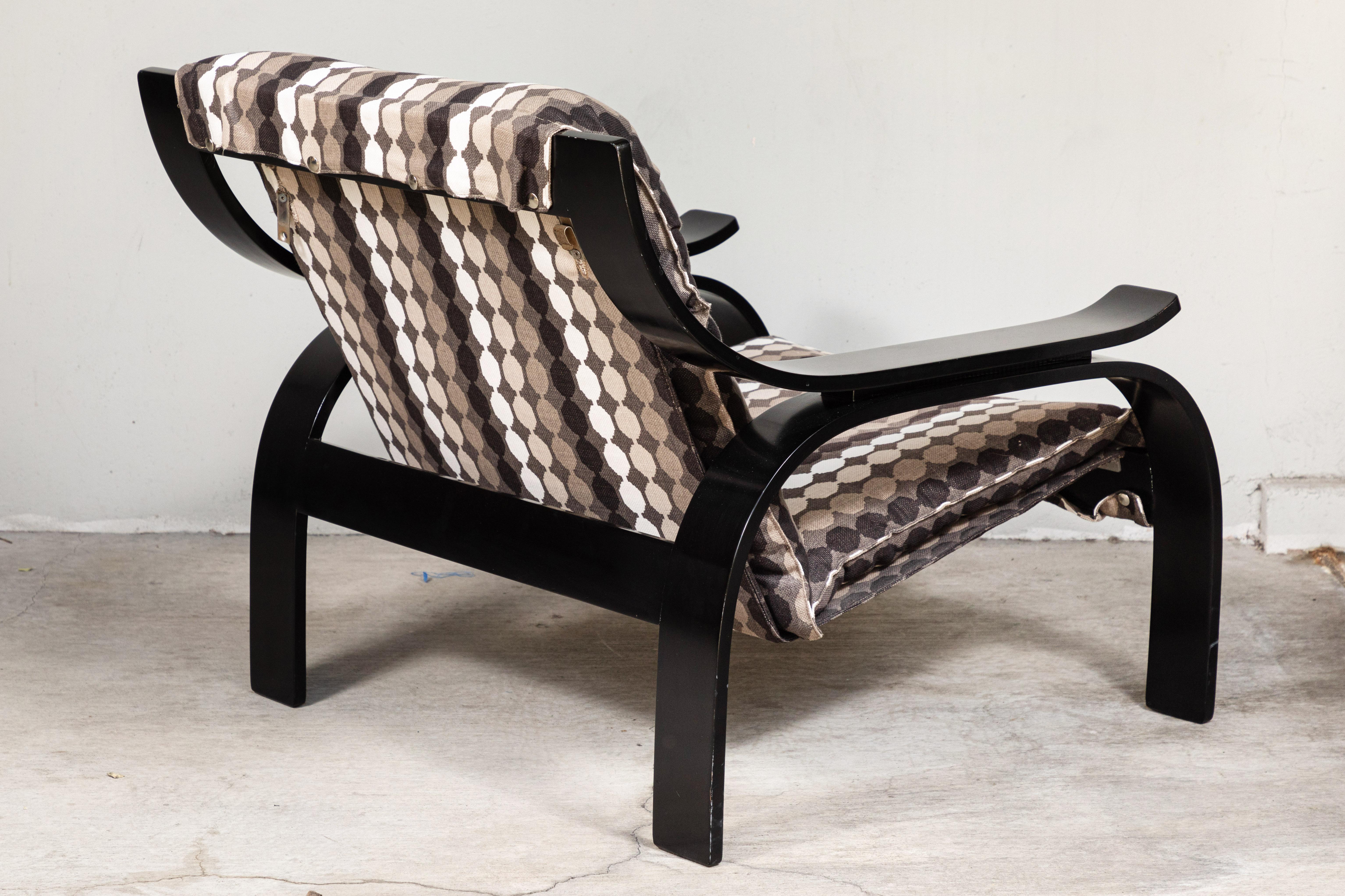 Ebonized Pair of Marco Zanuso Chairs by Arflex, 1964
