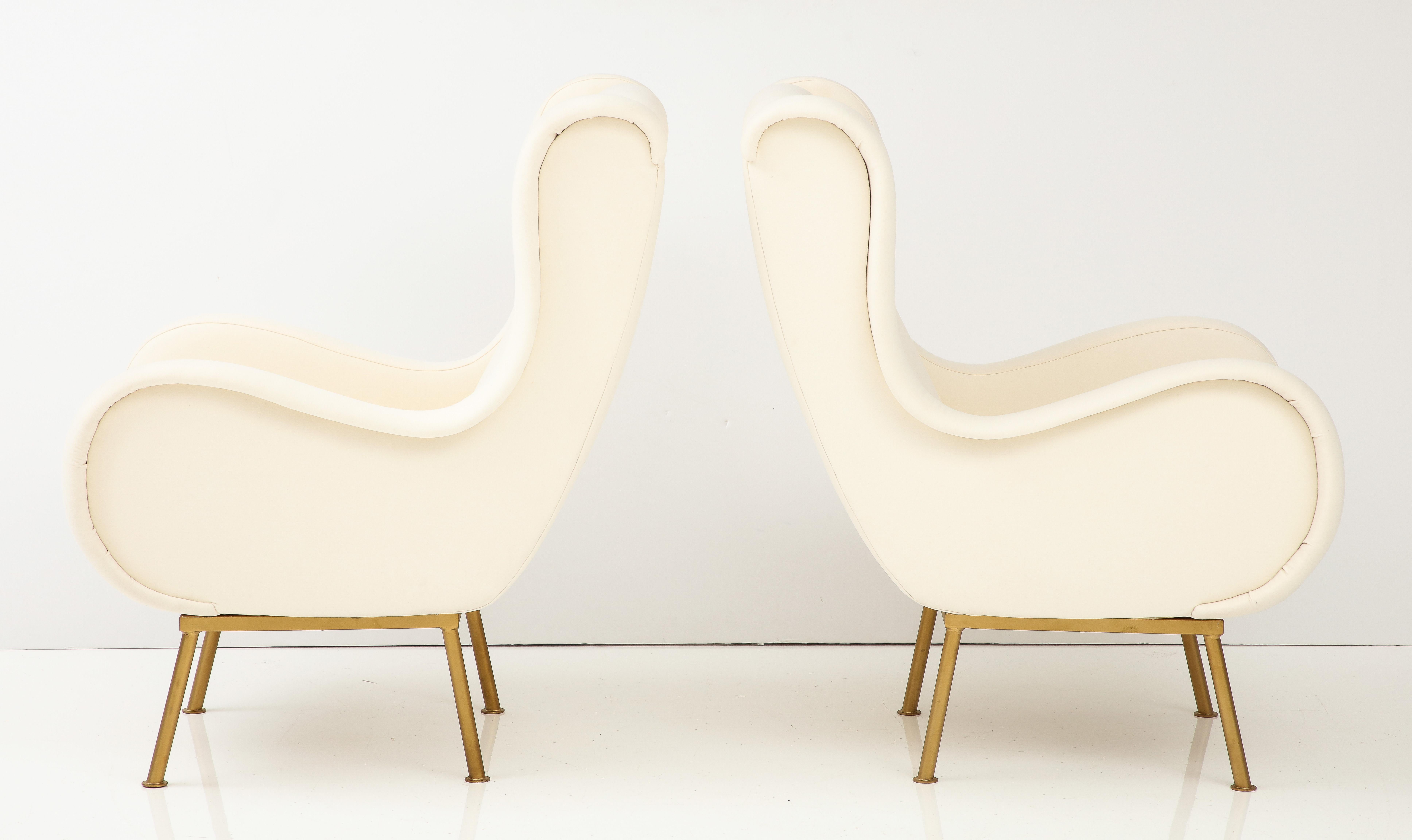 Mid-20th Century Pair of Marco Zanuso for Arflex 'Senior' Lounge Chairs, Italy, circa 1951  For Sale