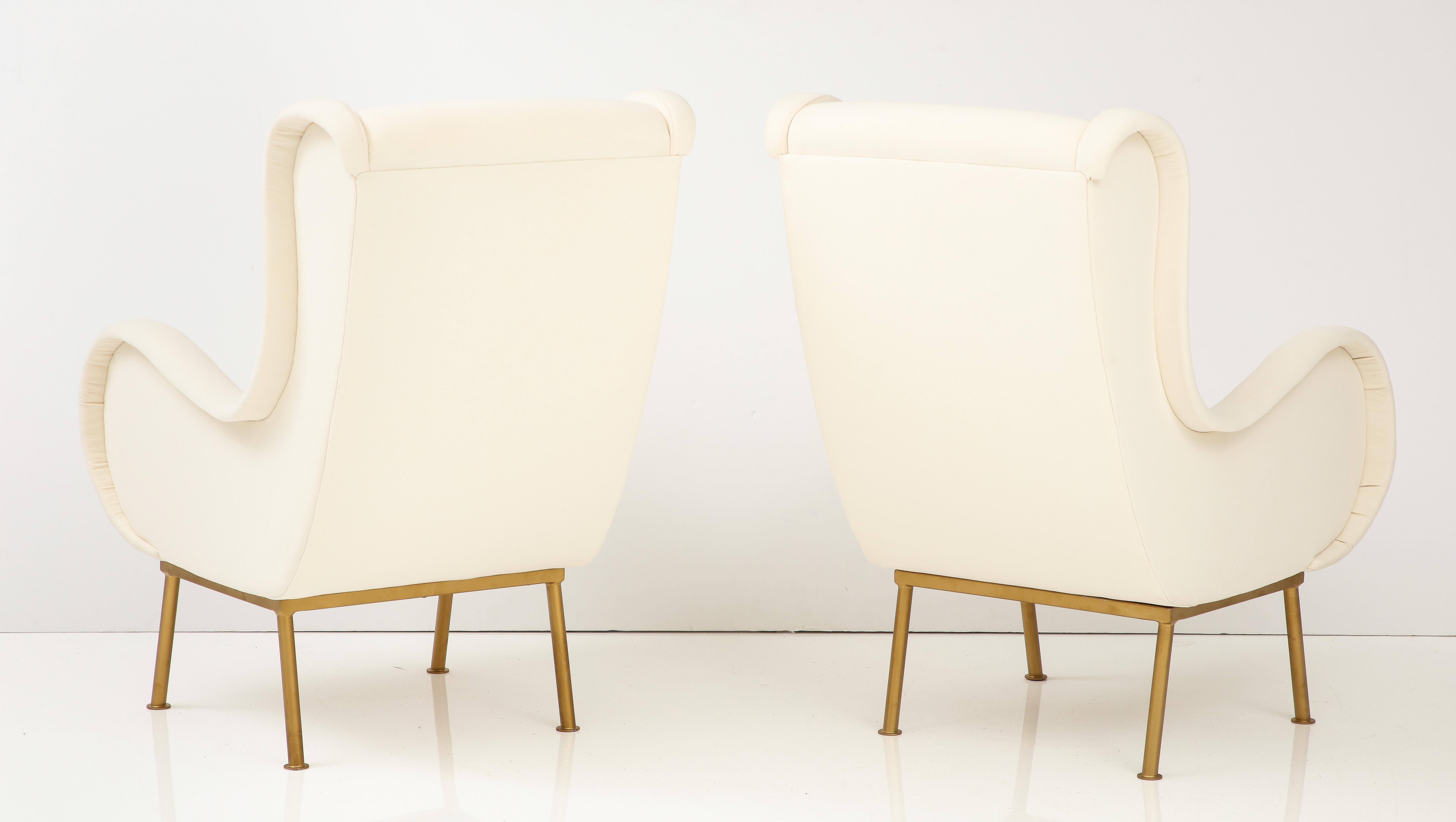 Fabric Pair of Marco Zanuso for Arflex 'Senior' Lounge Chairs, Italy, circa 1951  For Sale