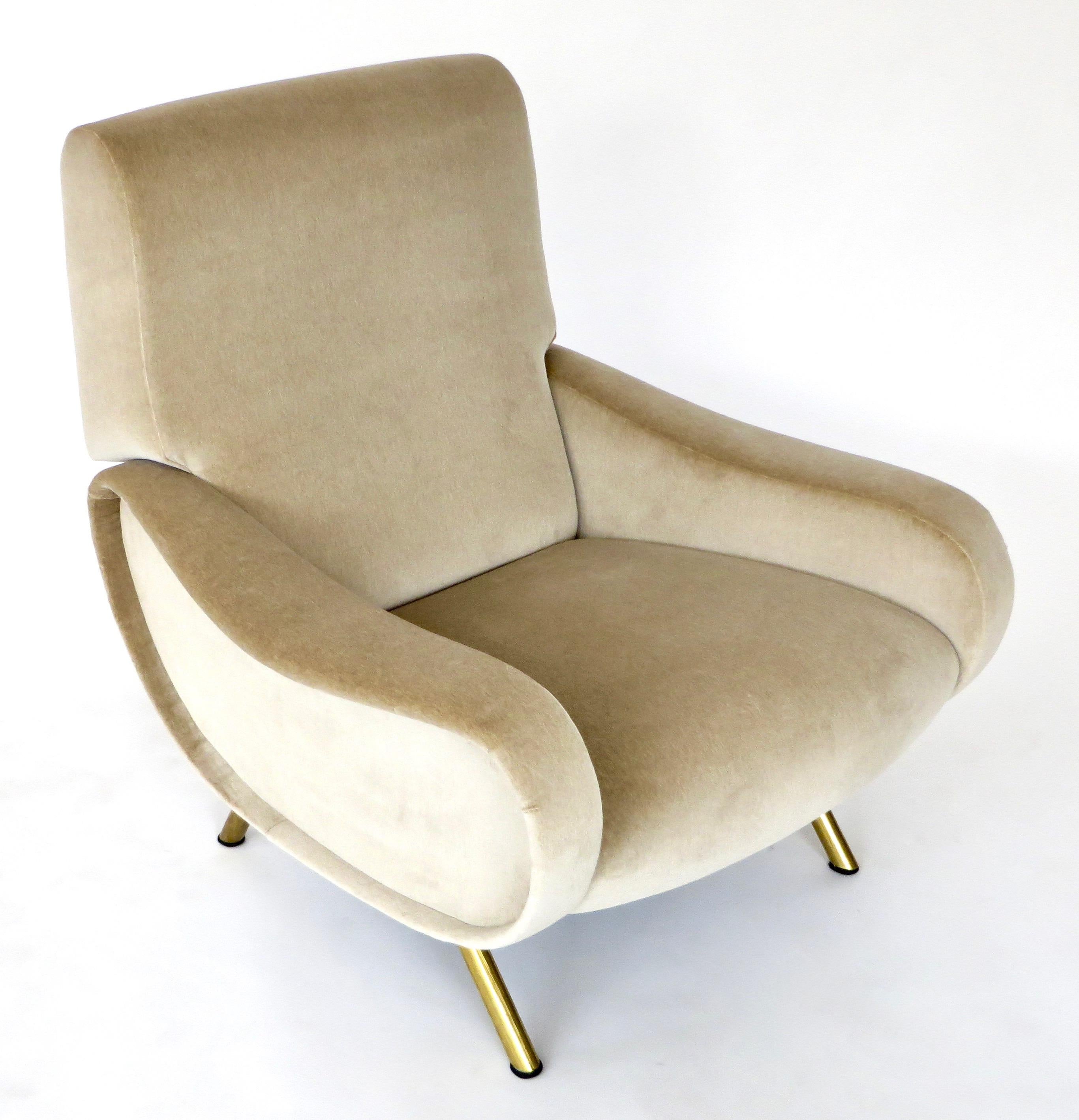 Mid-Century Modern Pair of Marco Zanuso Italian Lady Lounge Chairs for Arflex