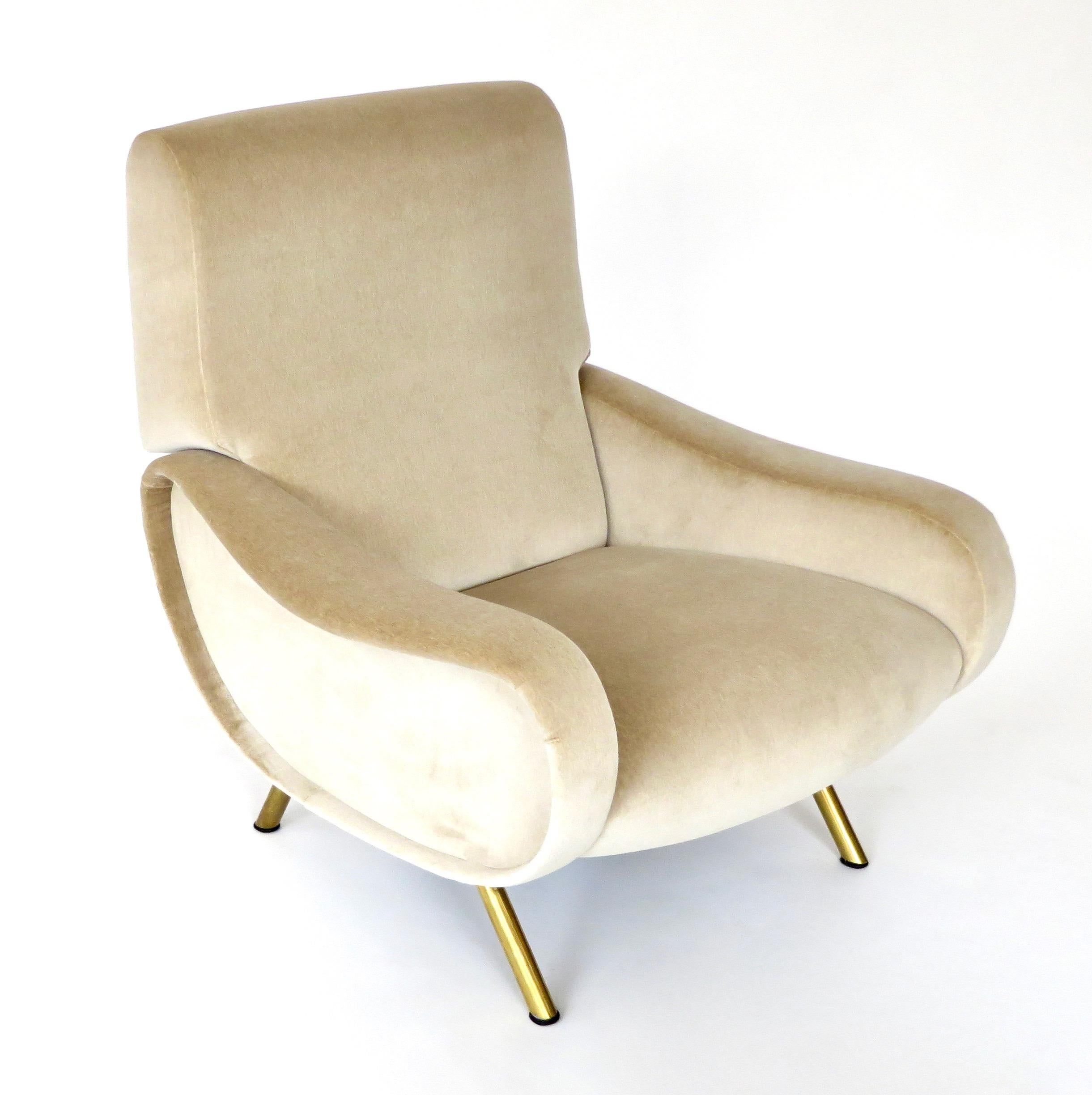 Mid-20th Century Pair of Marco Zanuso Italian Lady Lounge Chairs for Arflex