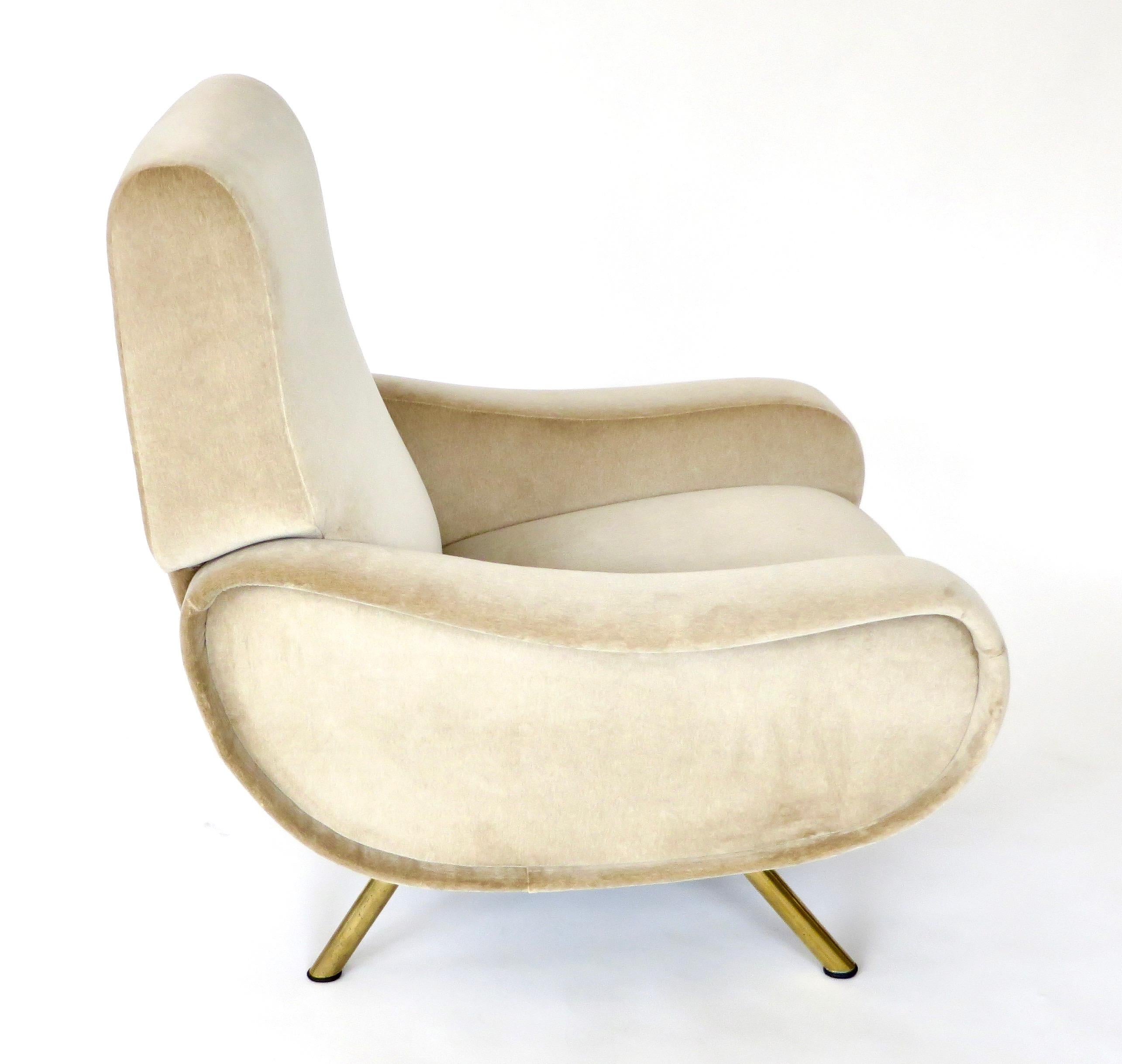 Velvet Pair of Marco Zanuso Italian Lady Lounge Chairs for Arflex