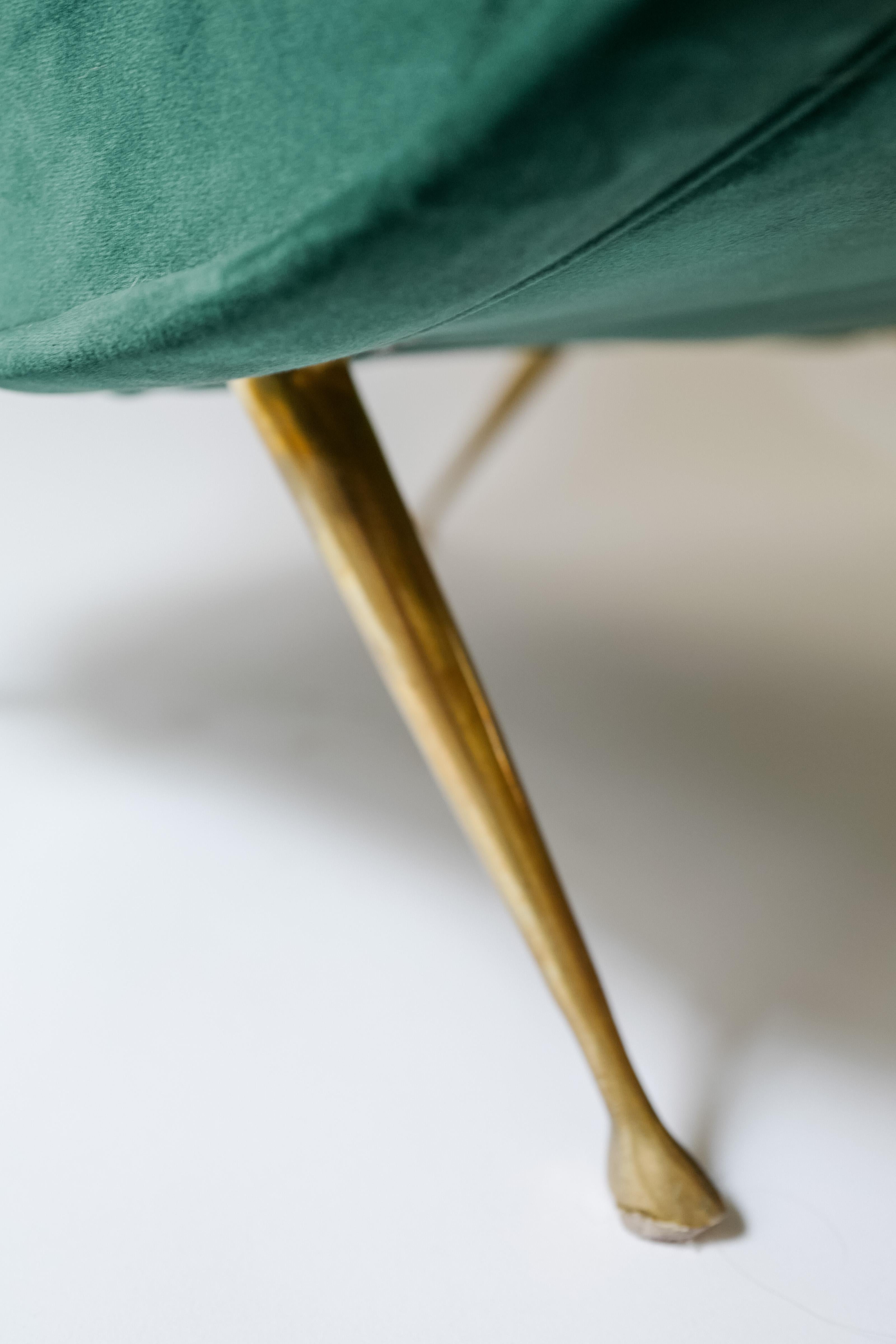 Paire de fauteuils de dame Marco Zanuso en velours vert en vente 1