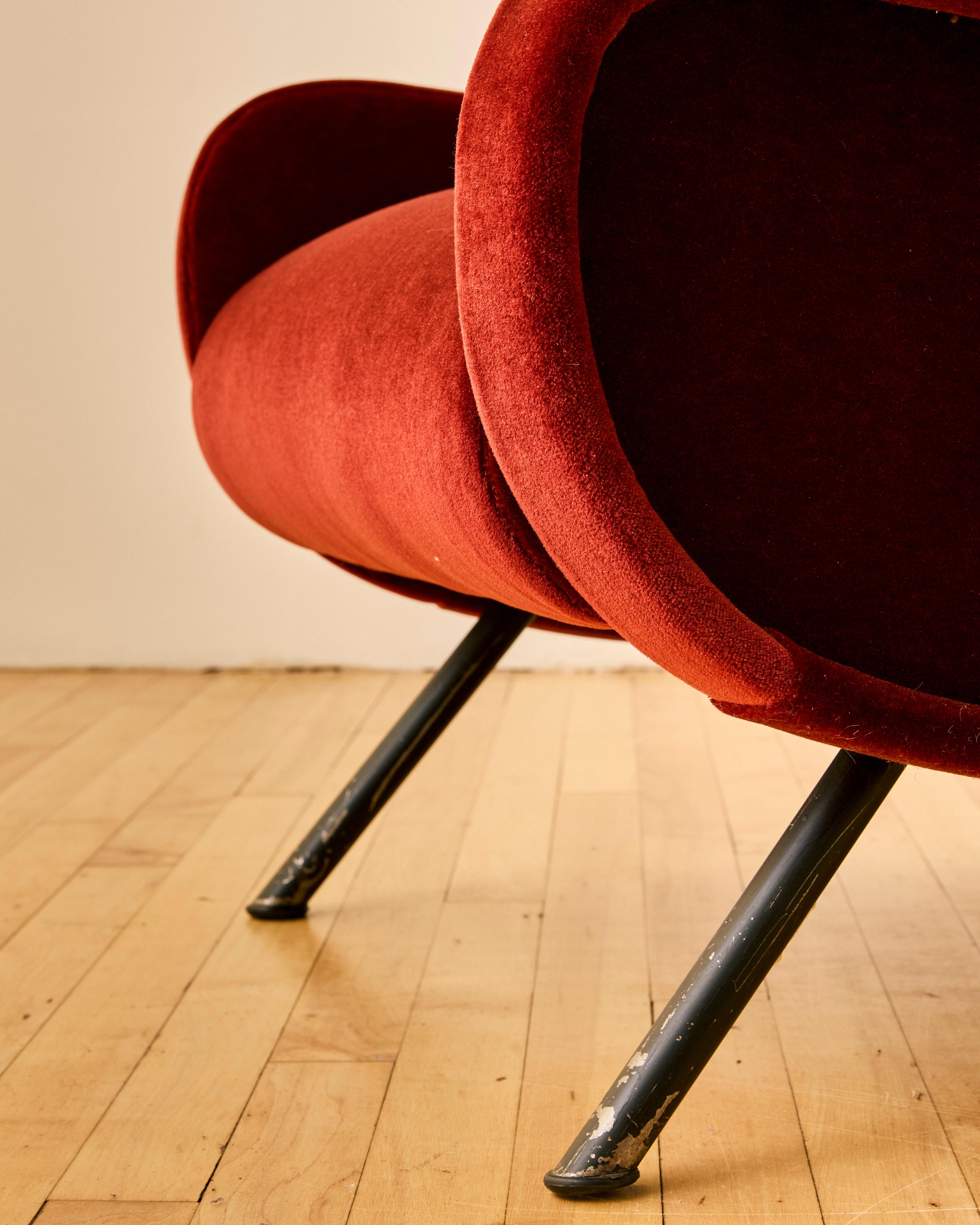 Pareja de Sillones de Dama Marco Zanuso Rojo en venta 4