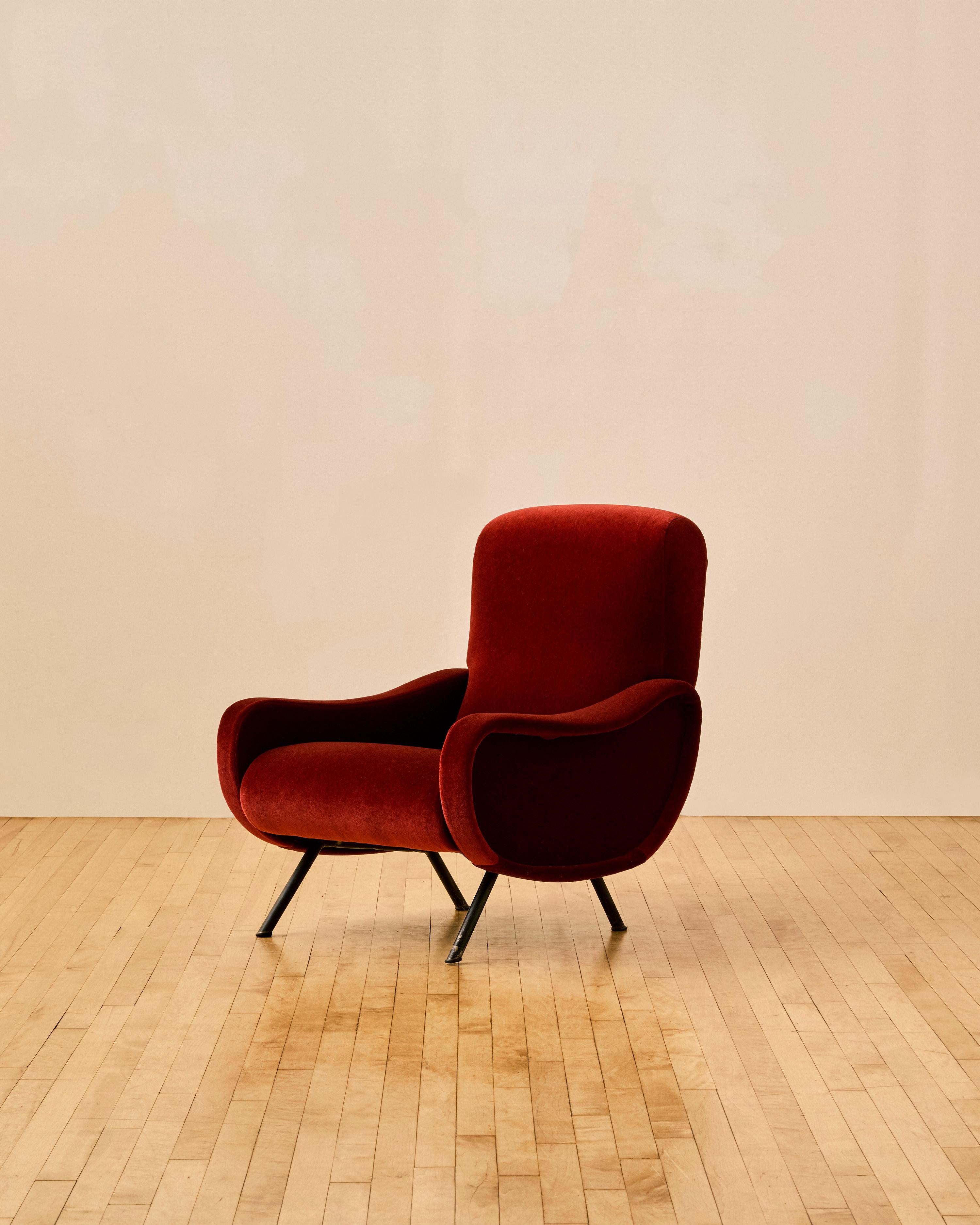 Pareja de Sillones de Dama Marco Zanuso Rojo Italiano en venta