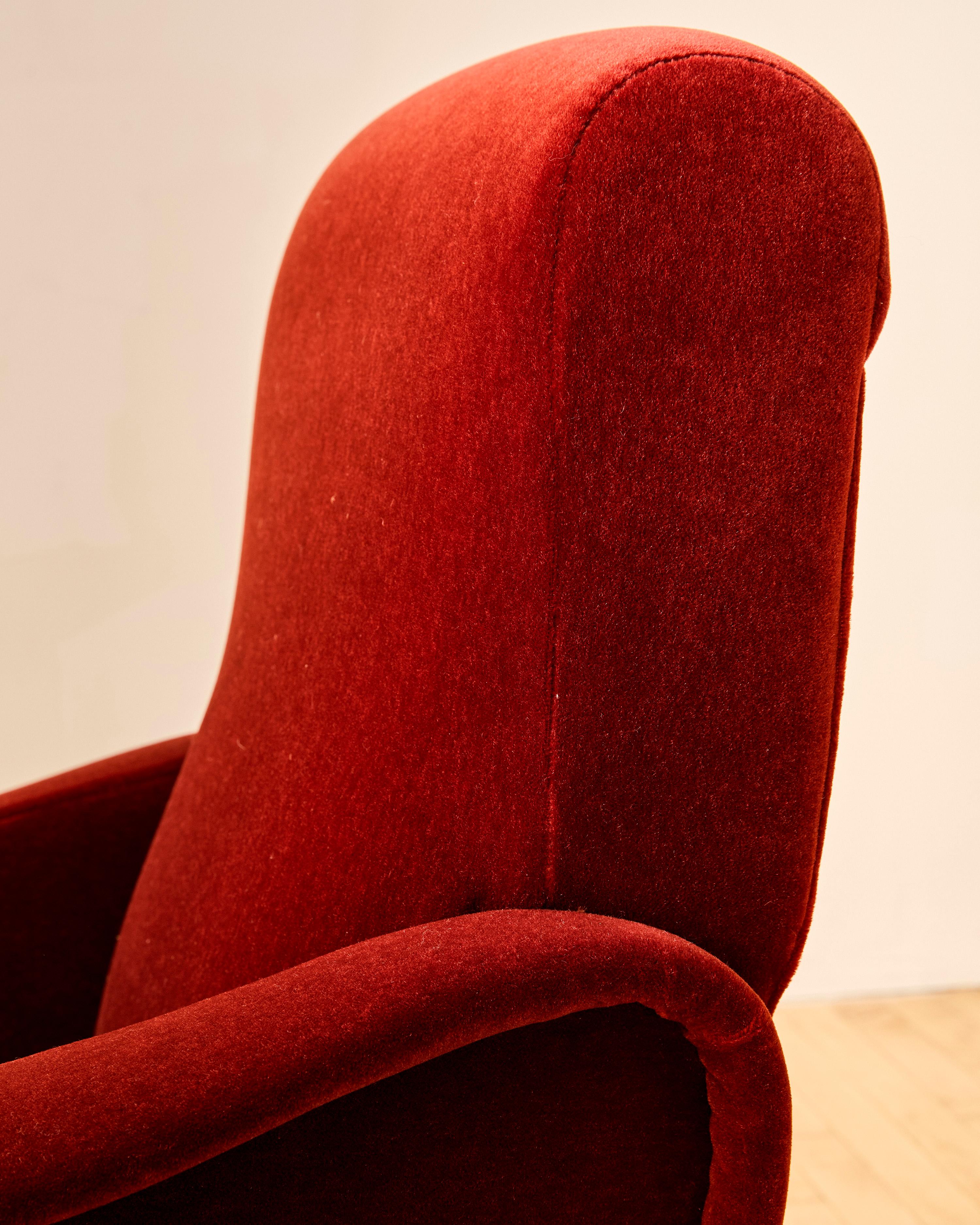 Pareja de Sillones de Dama Marco Zanuso Rojo Metal en venta