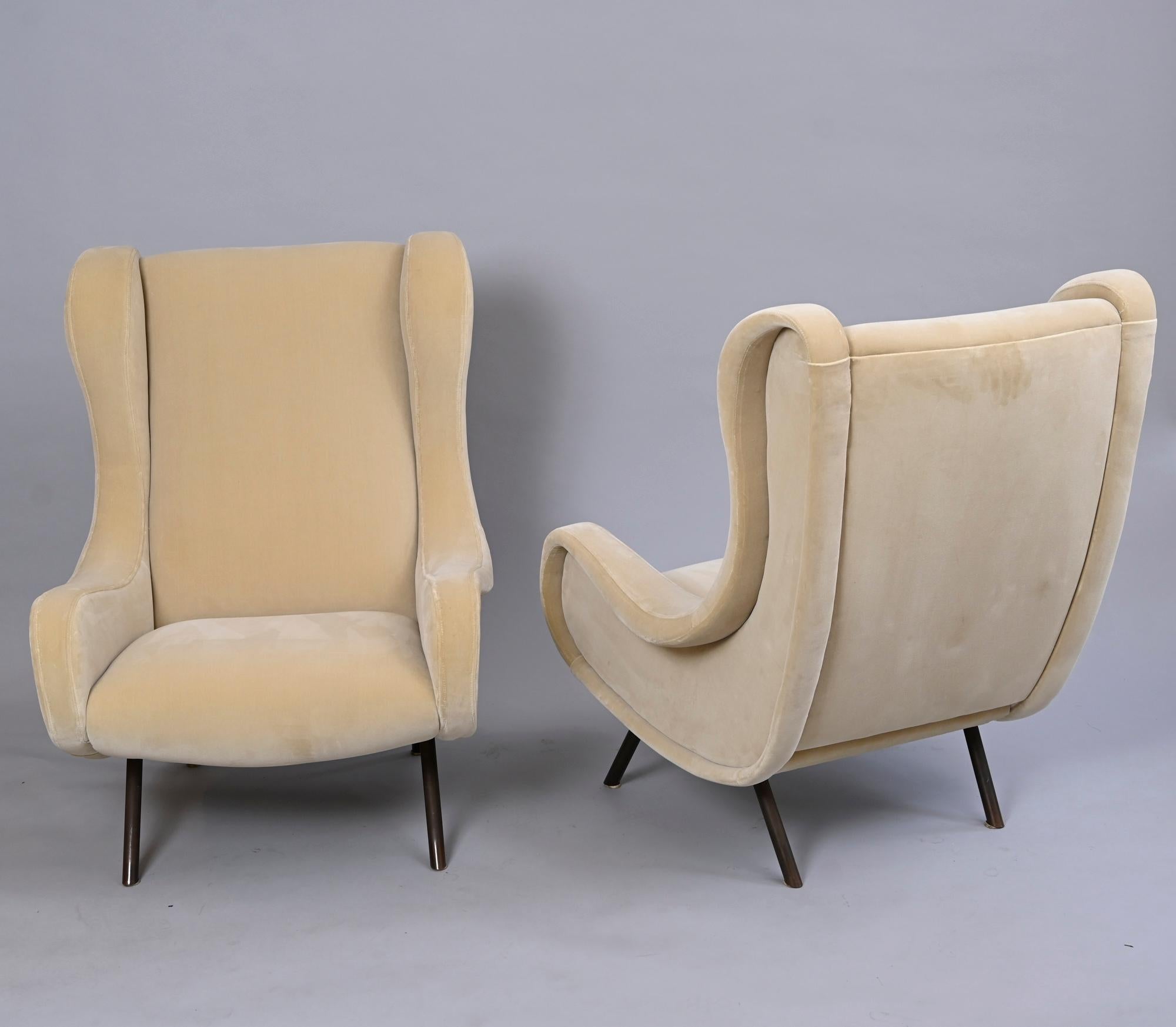 Mid-Century Modern Pair of Marco Zanuso Senior Armchairs for Arflex, Italy  c1950