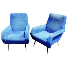 Pair of Marco Zanuso Style Lounge Chairs