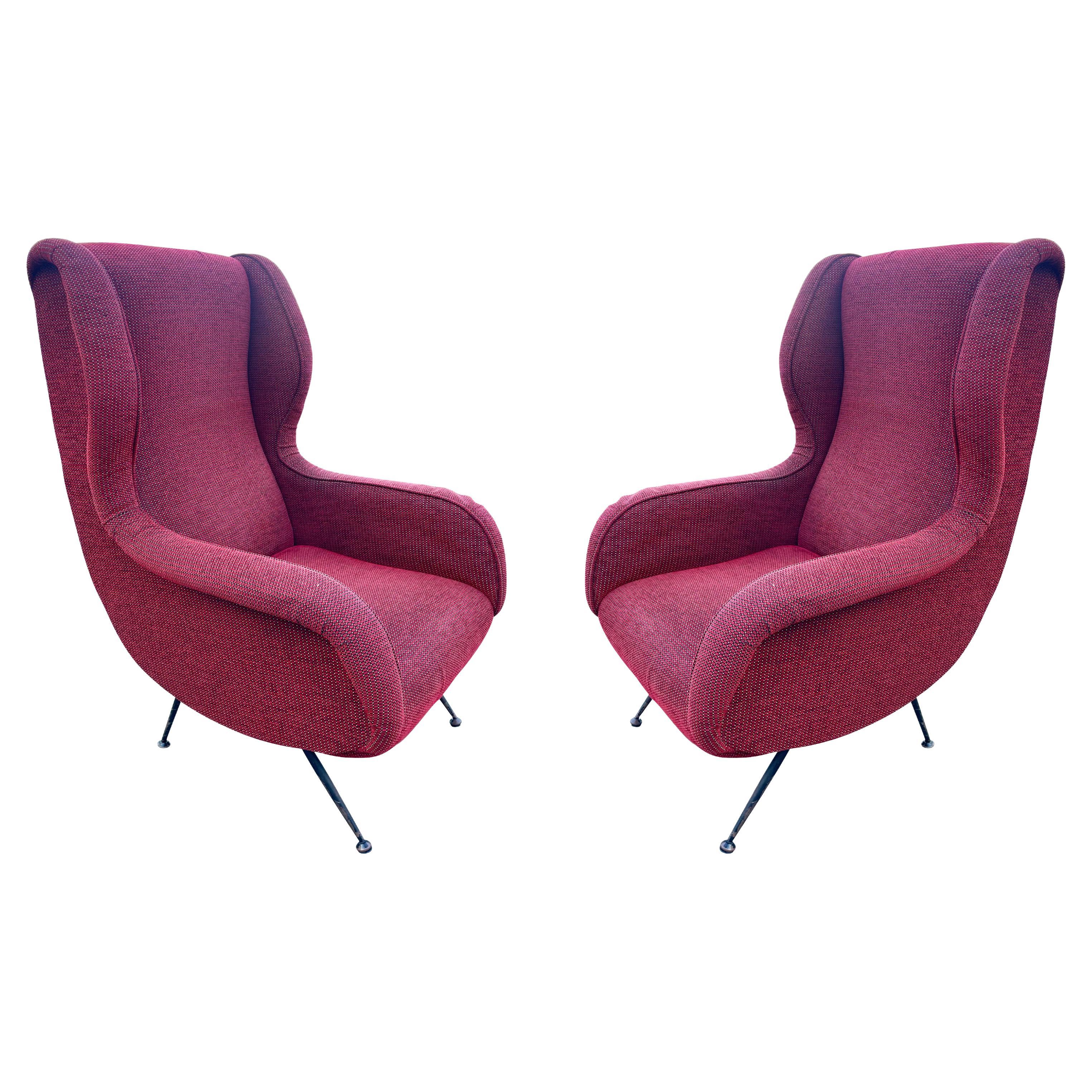 Pair of Marco Zanuso Style Lounge Chairs, Italy, 1960s