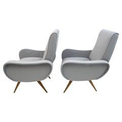 Pair of Marco Zanuso Style Mid-Century Modern Velvet Armchairs, c. 1960